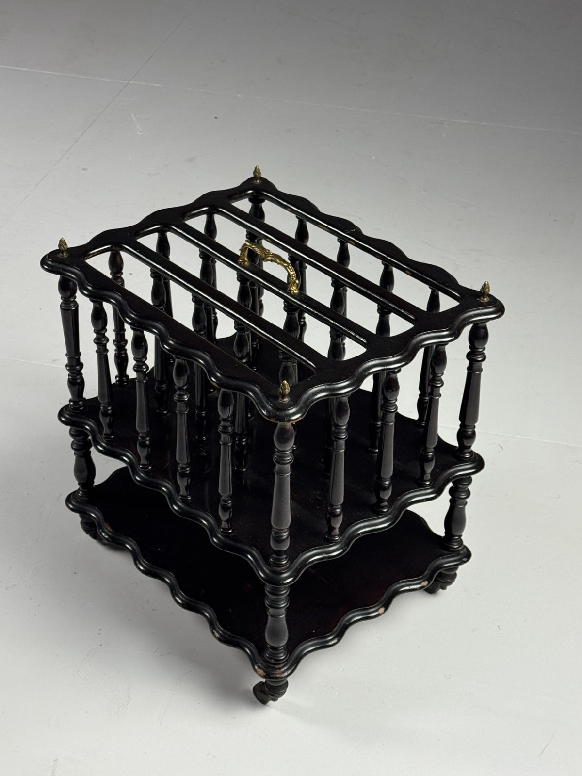 French Magazine Rack on Brass Castors, 19th Century, photo 2