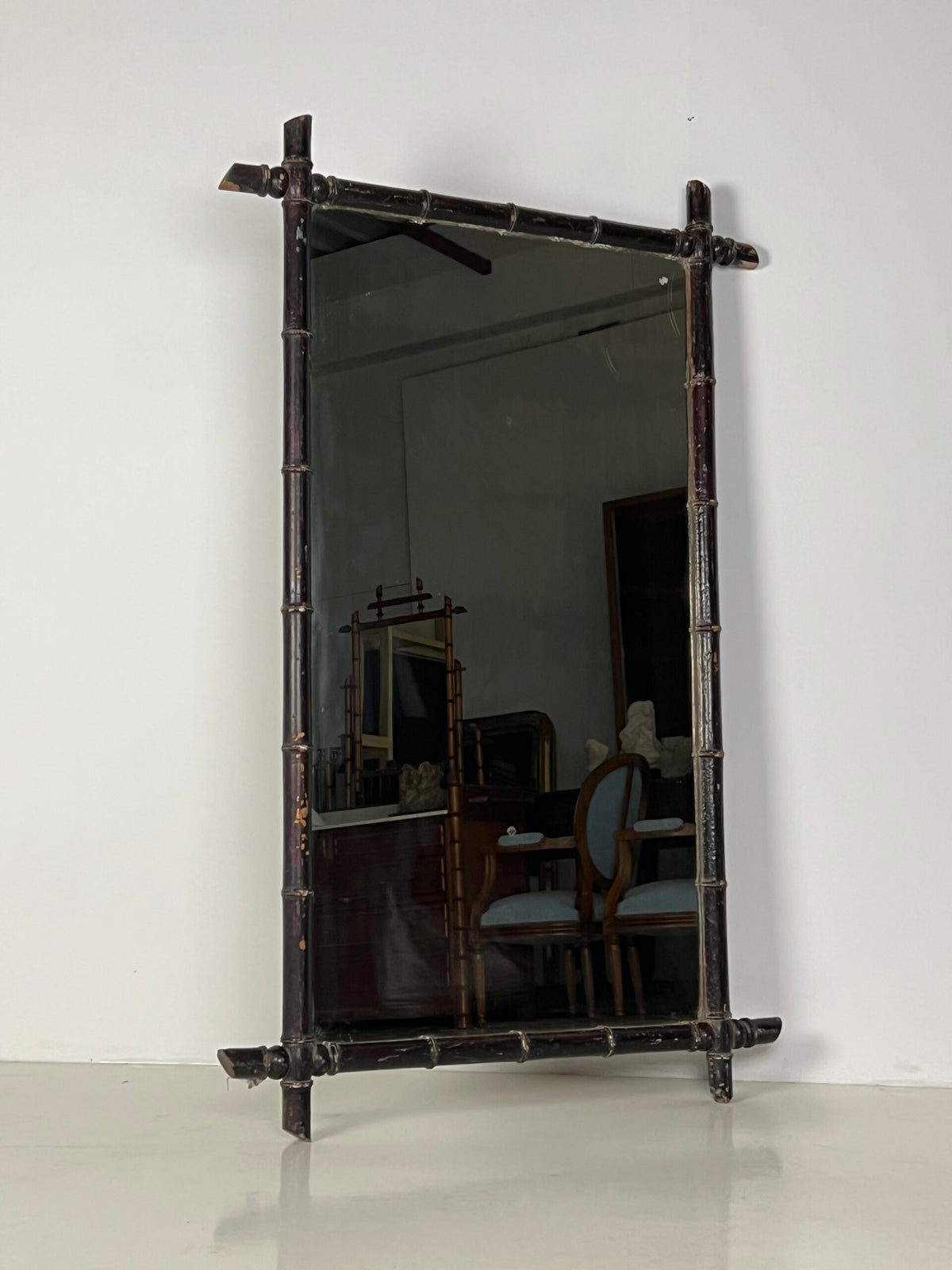 Large French Faux Bamboo Mirror, c. 1910, photo 1
