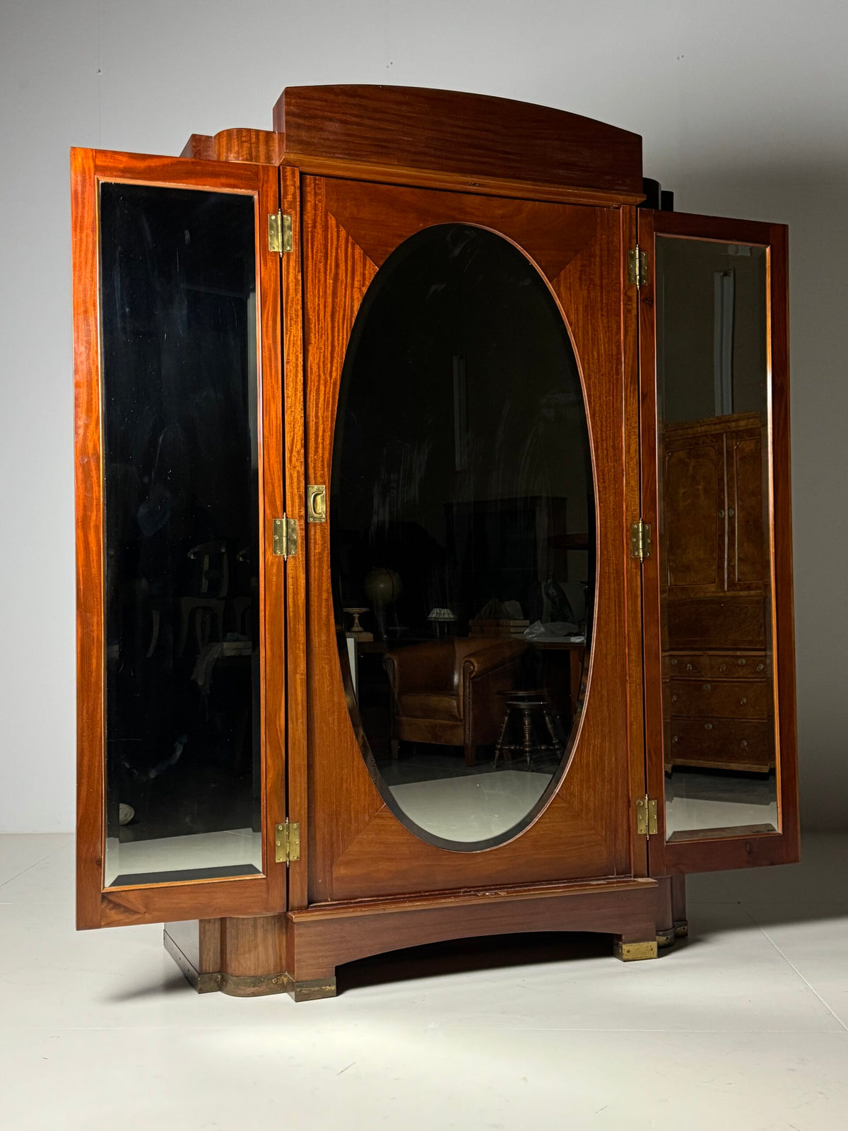 Art Deco Mahogany Gentleman's Wardrobe, Belgium, 1920 to 1940, photo 2