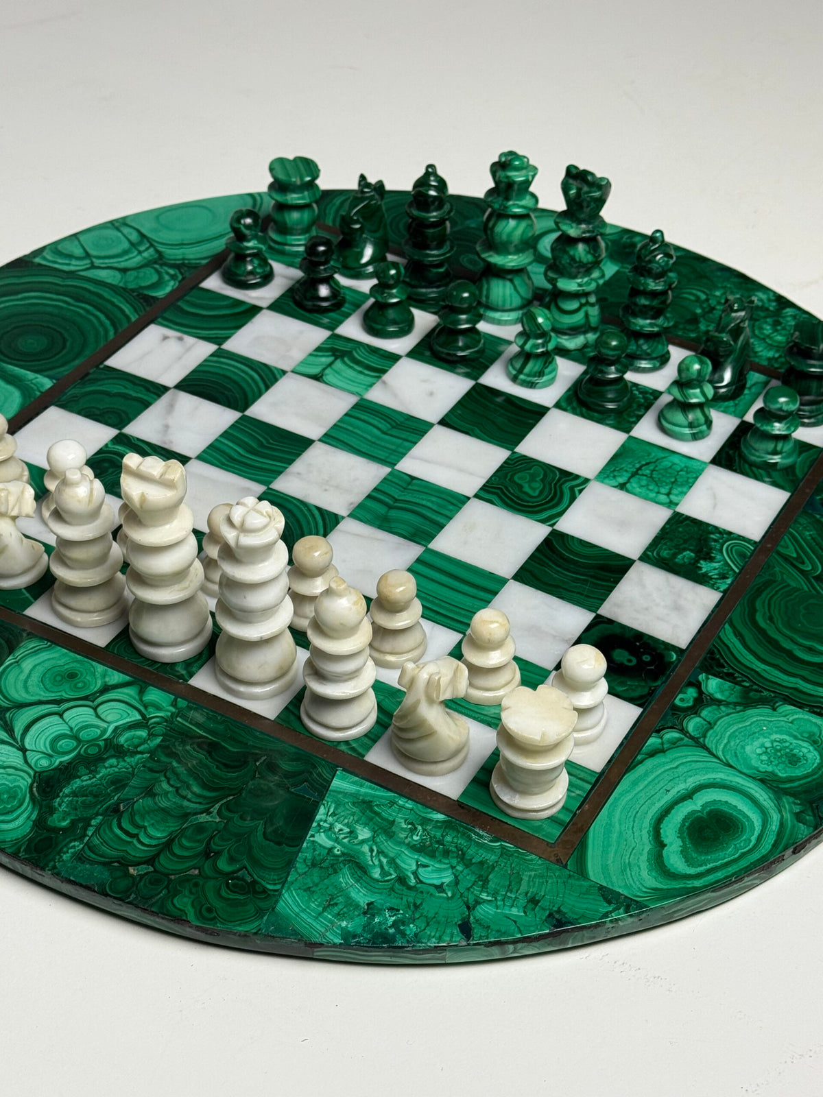 Congolese Malachite and Marble Chess Set, c. 1960, photo 24