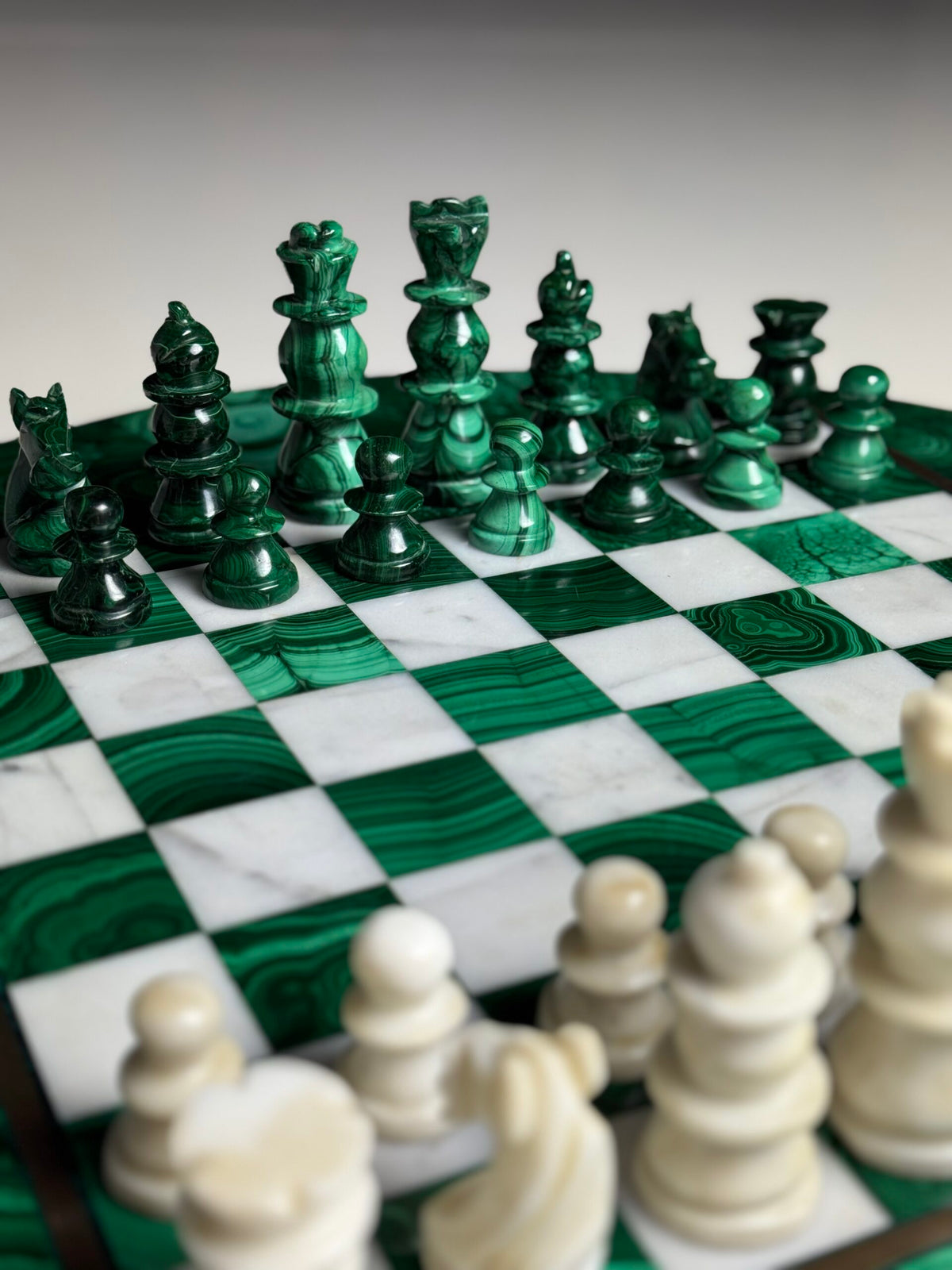 Congolese Malachite and Marble Chess Set, c. 1960, photo 2