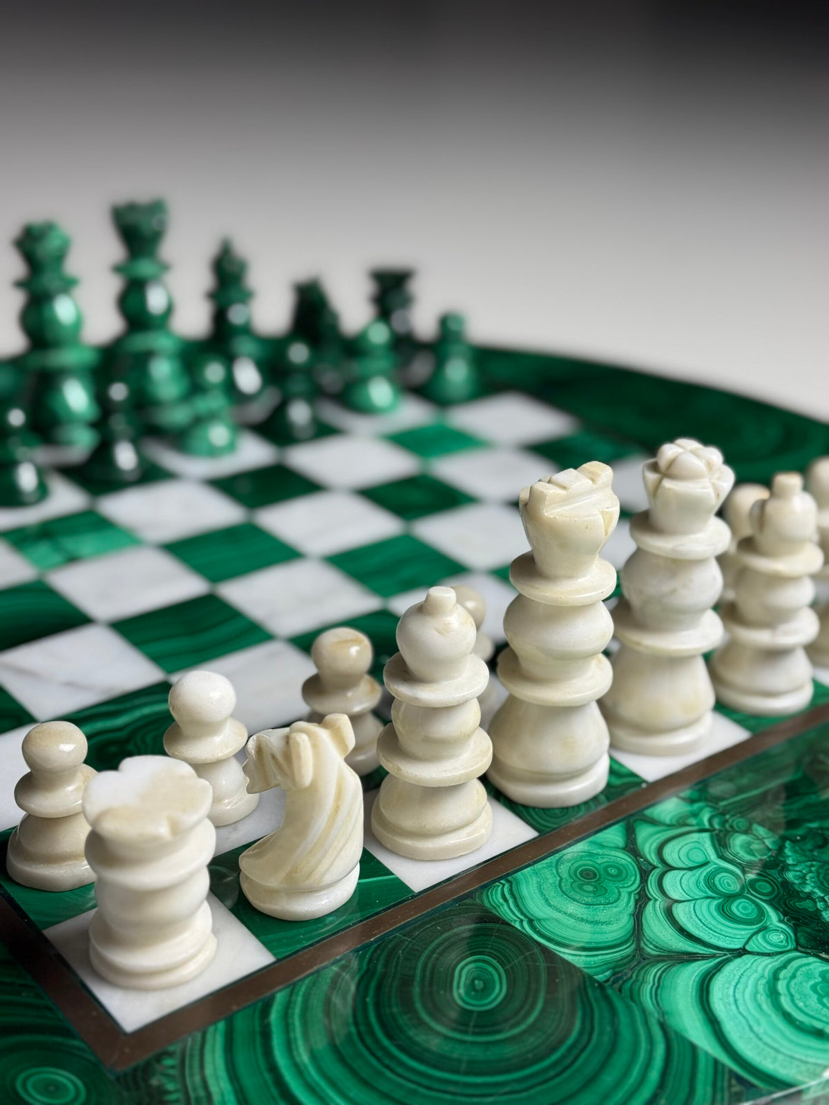 Congolese Malachite and Marble Chess Set, c. 1960, photo 14