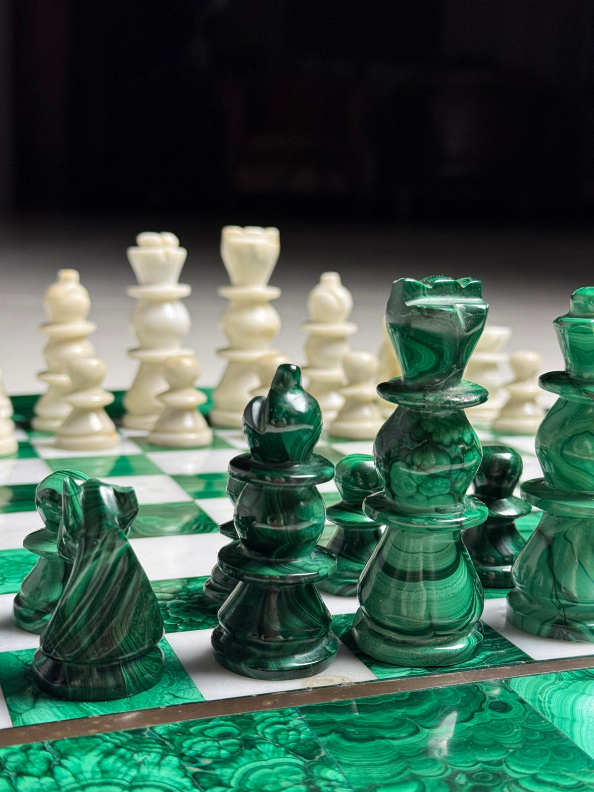 Congolese Malachite and Marble Chess Set, c. 1960, photo 3