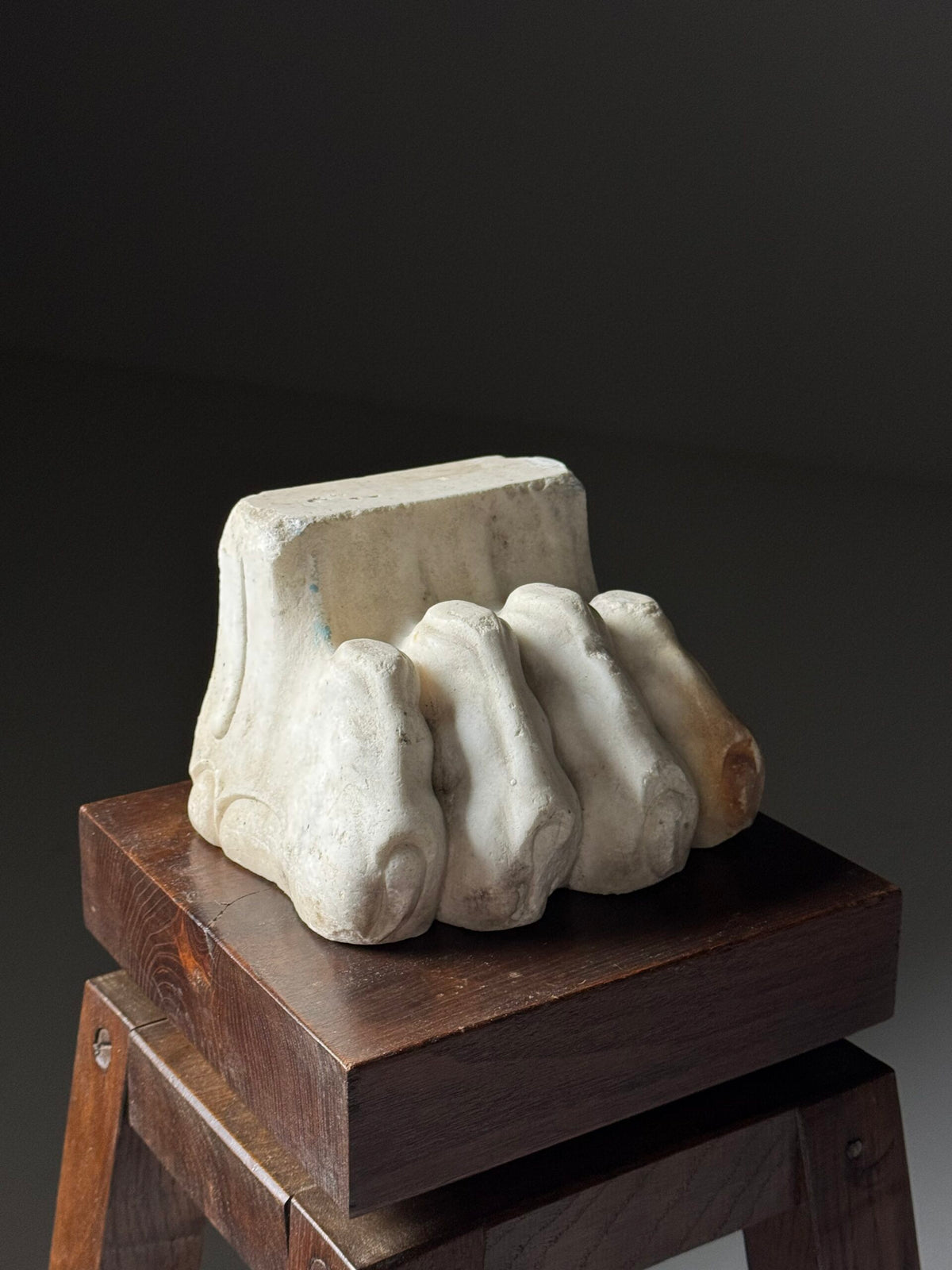 Pair of Hand Carved Marble Lion Paw Feet, 20th Century, photo 1
