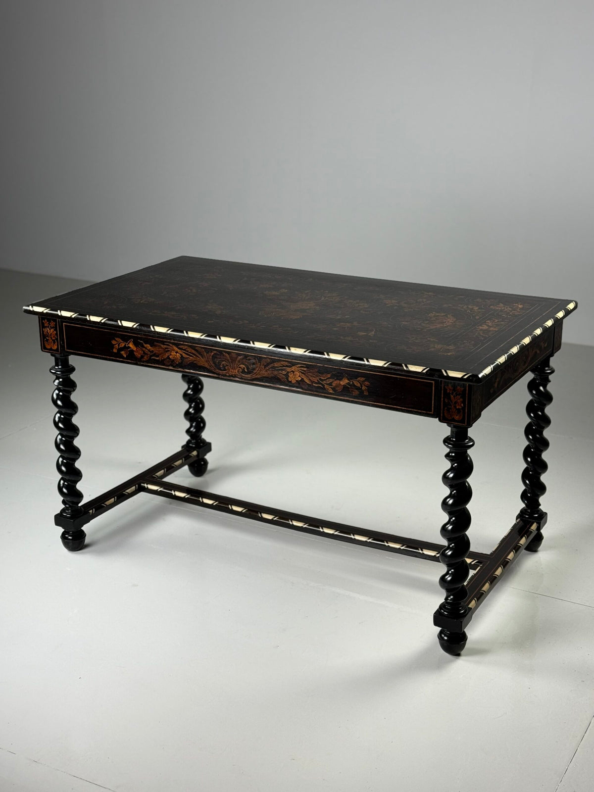 Dutch Marquetry Writing Table with Bone Inlay, 19th Century, photo 2