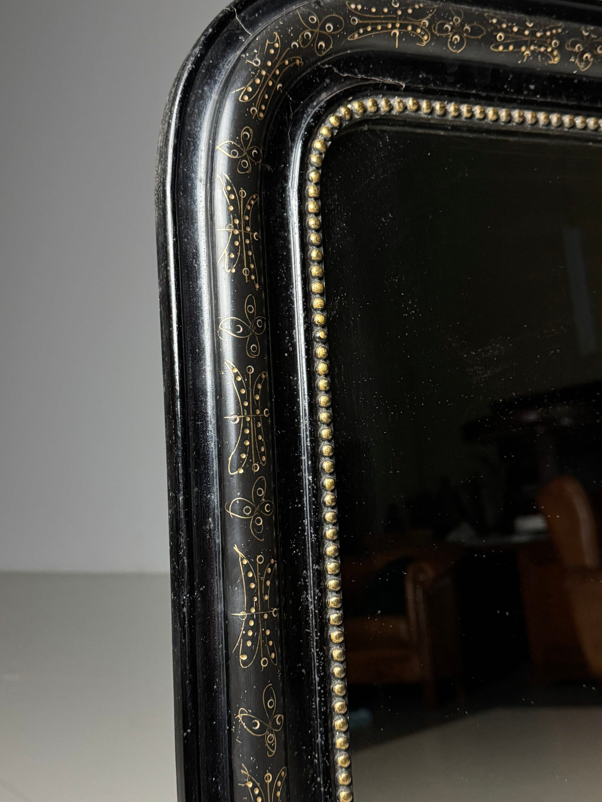French Louis Philippe Black Mirror, Late 19th Century, photo 9