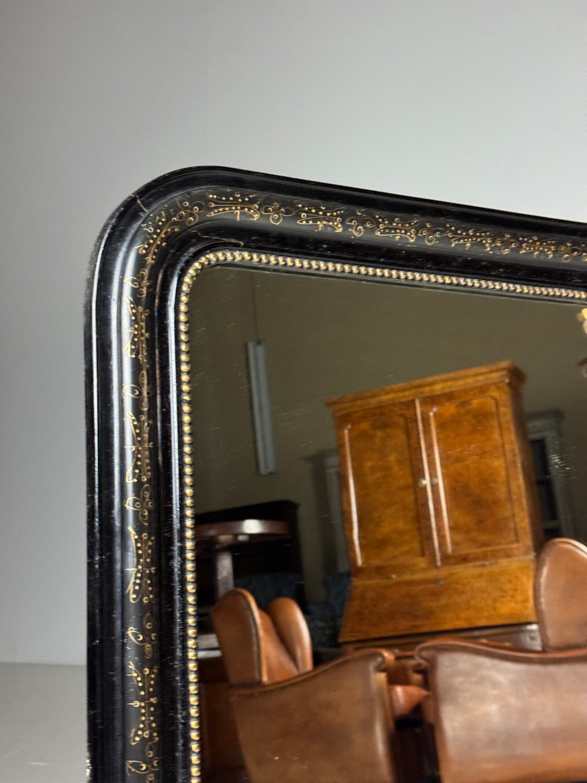 French Louis Philippe Black Mirror, Late 19th Century, photo 12