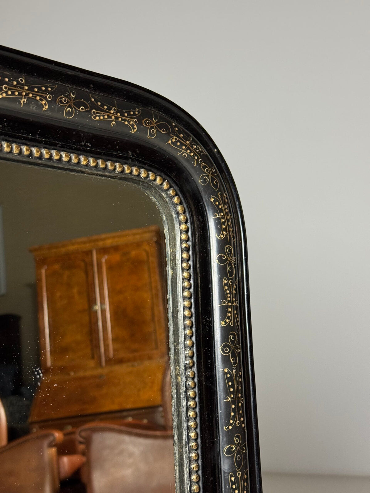 French Louis Philippe Black Mirror, Late 19th Century, photo 14