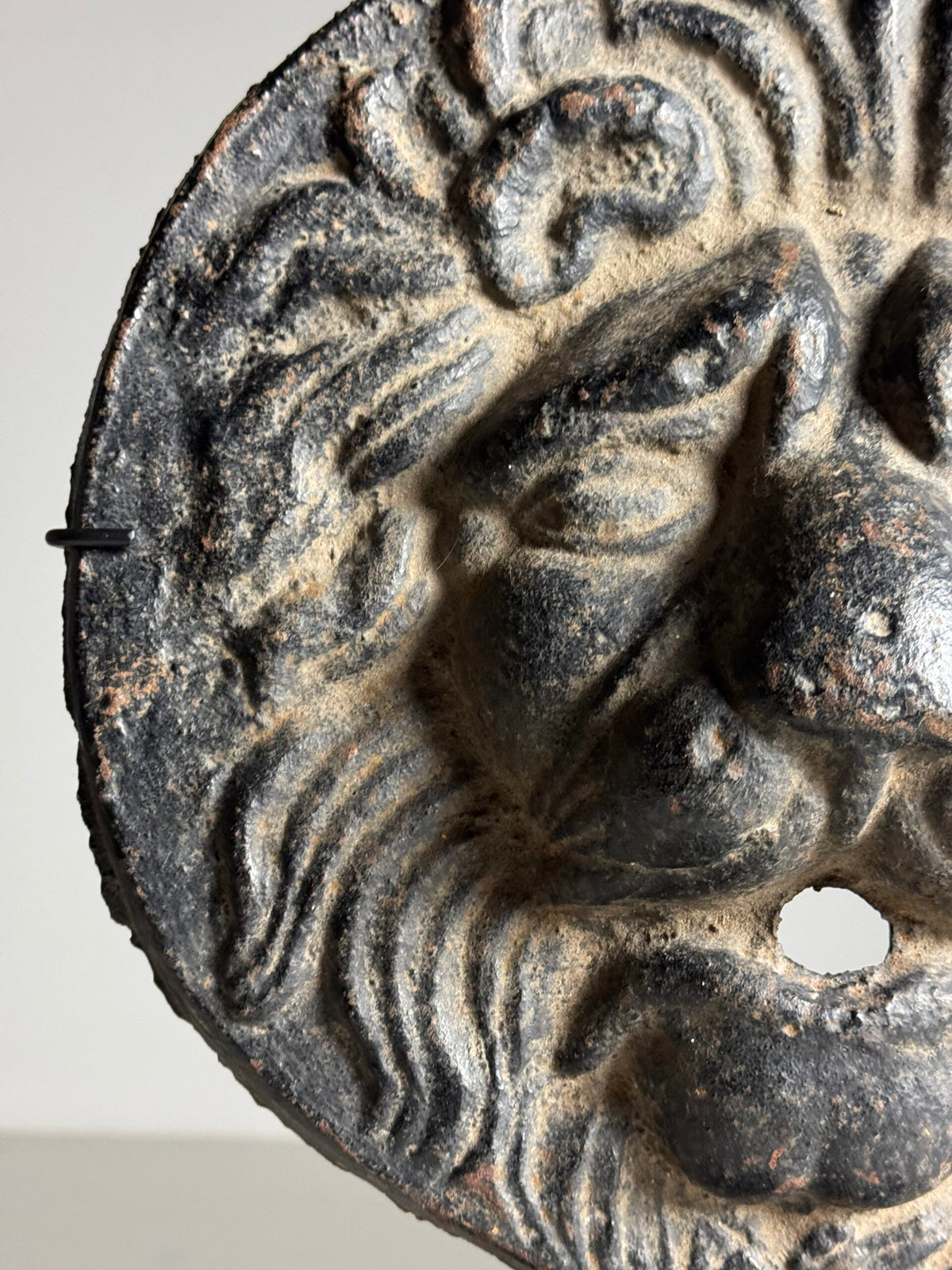 17th Century French Cast Iron Lion Head Fountain Mask on Stand, photo 13