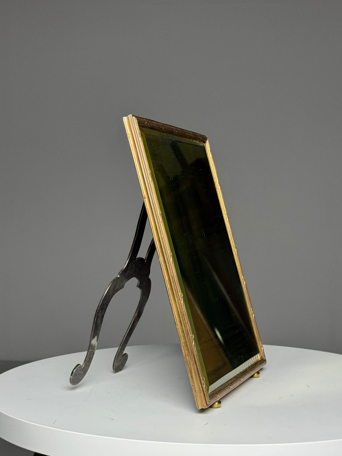 Mid Century Brass Make-up Mirror, photo 1