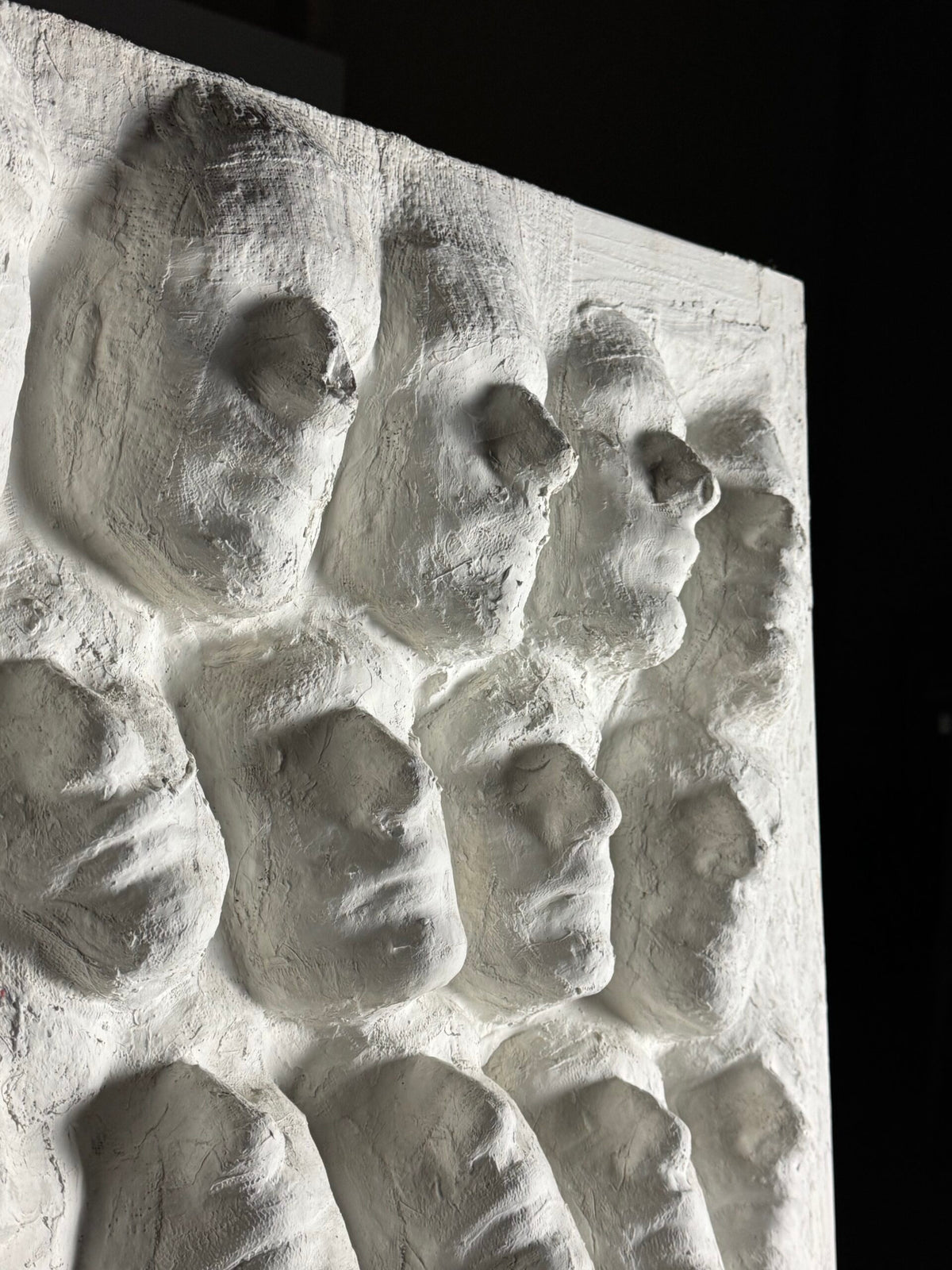 Large Vintage Plaster Wall Panel of Faces, France, 1950s to 1960s, photo 2