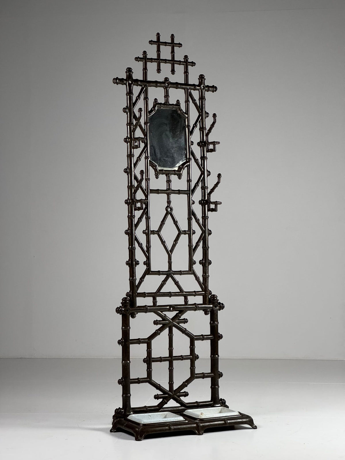French Faux Bamboo Cast Iron Hall Stand, c. 1890, photo 20
