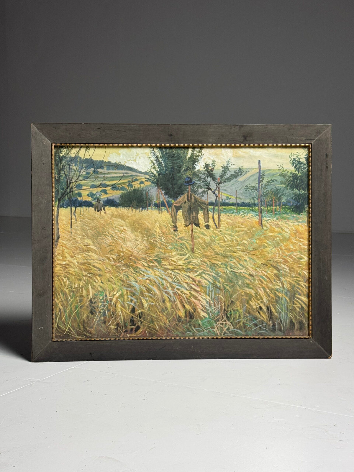 Chalk Drawing of a Cornfield with Scarecrows, Mid 20th Century, photo 12