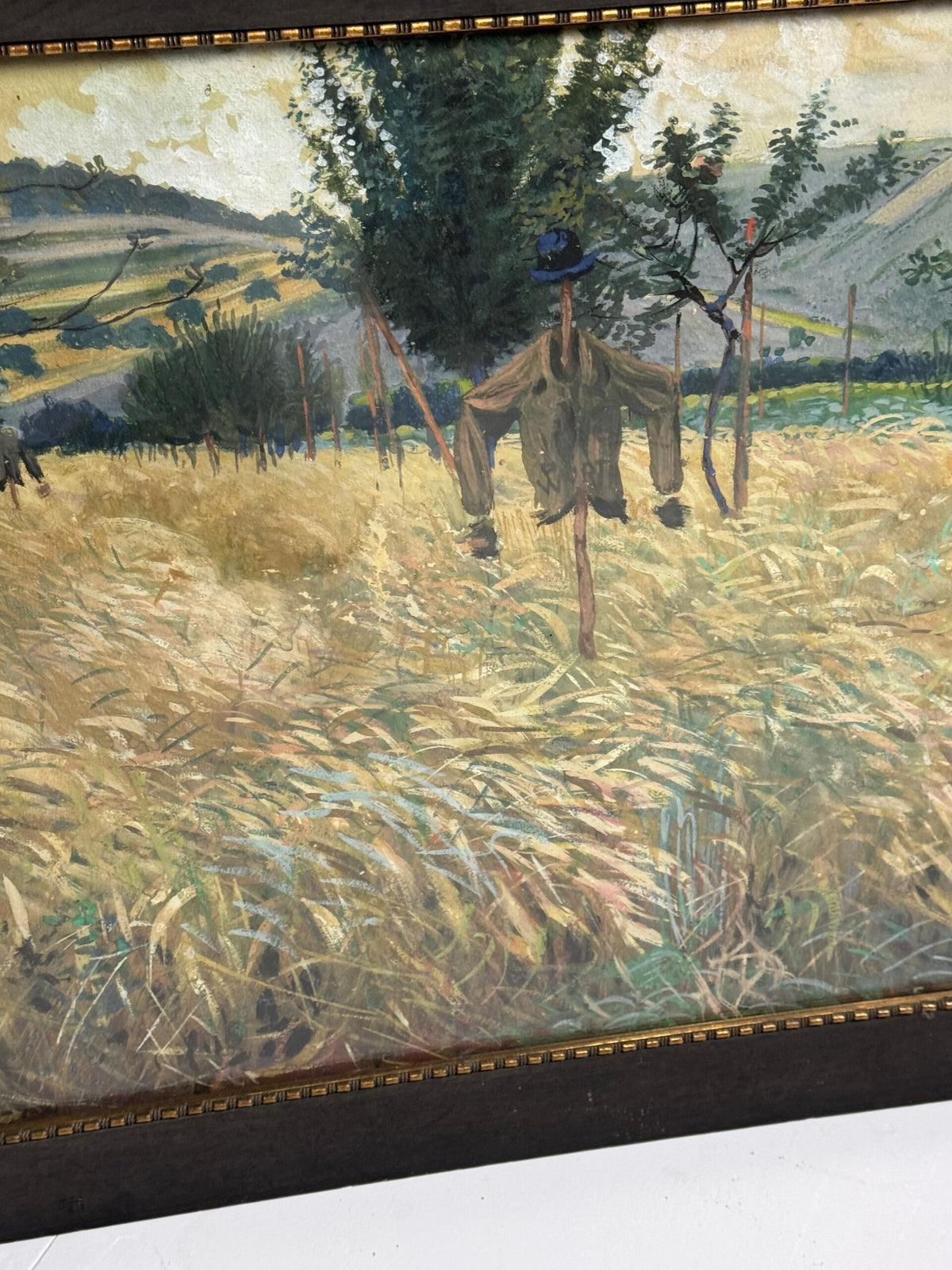 Chalk Drawing of a Cornfield with Scarecrows, Mid 20th Century, photo 10