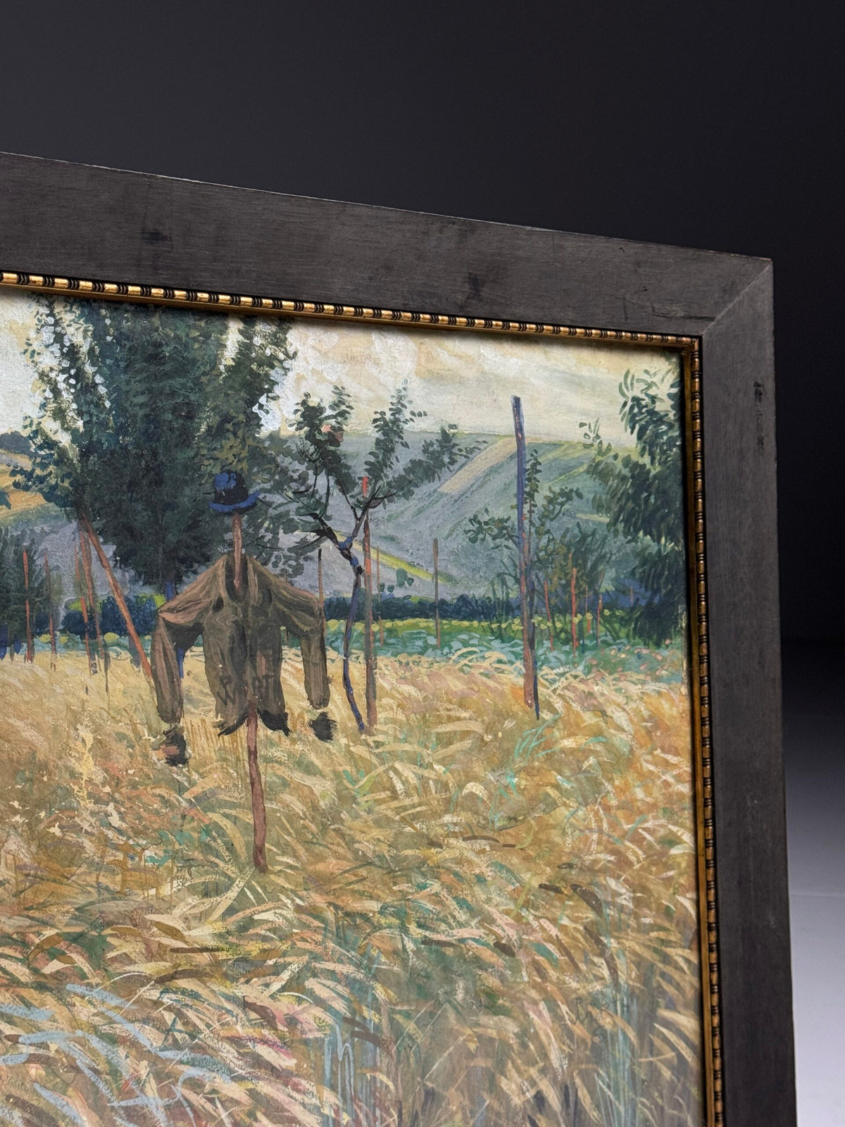 Chalk Drawing of a Cornfield with Scarecrows, Mid 20th Century, photo 9