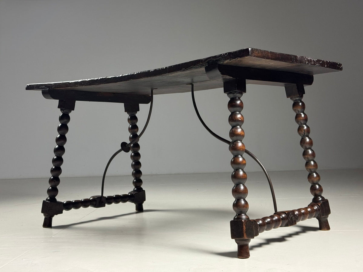 Spanish Walnut Table with Bobbin Turned Stretcher, 18th Century, photo 18