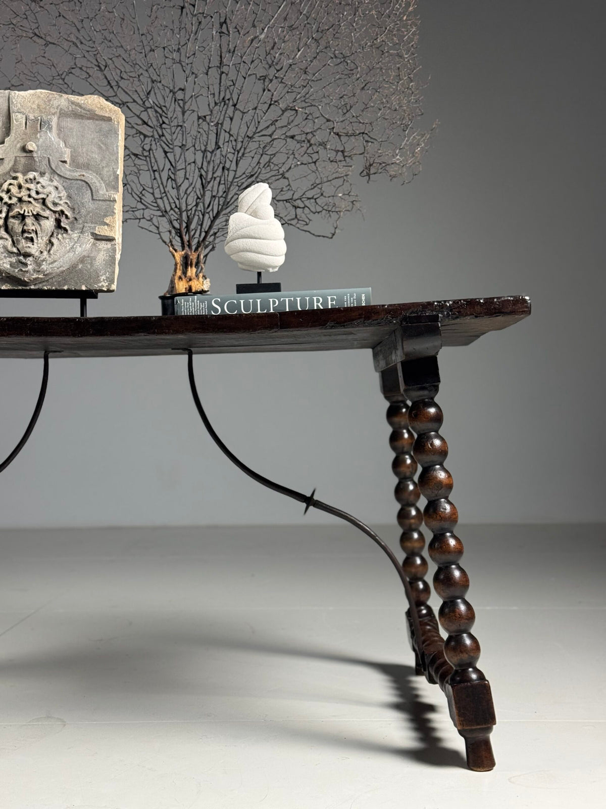 Spanish Walnut Table with Bobbin Turned Stretcher, 18th Century, photo 26