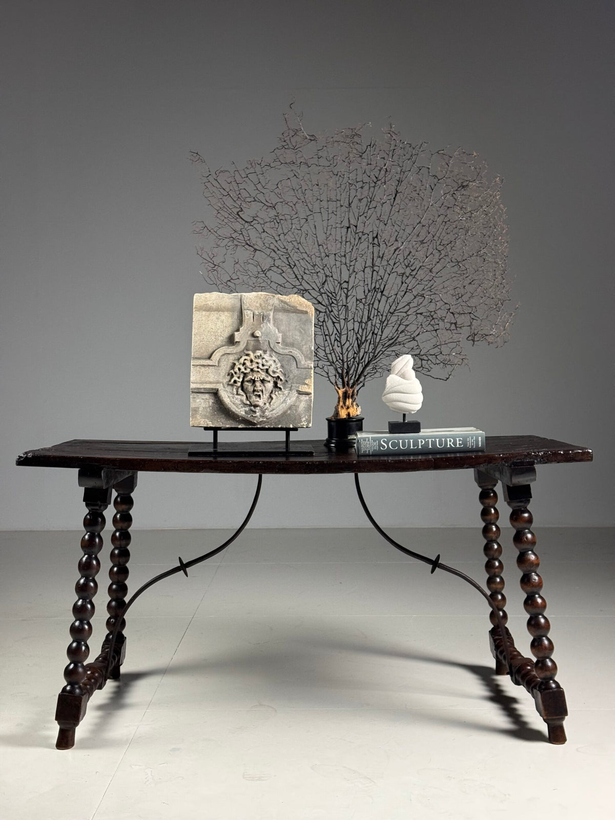 Spanish Walnut Table with Bobbin Turned Stretcher, 18th Century, photo 4