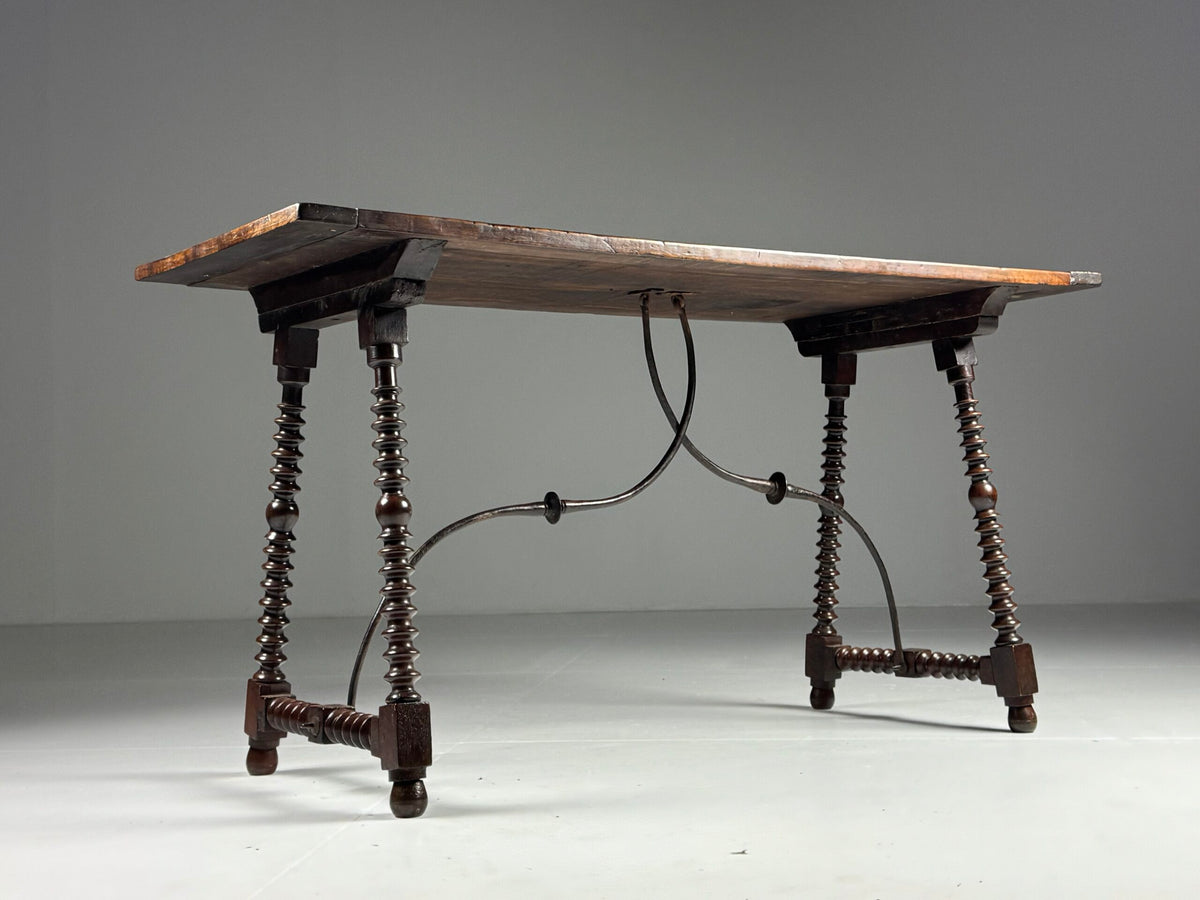 Spanish Walnut Console Table or Writing Table, 18th Century, photo 18