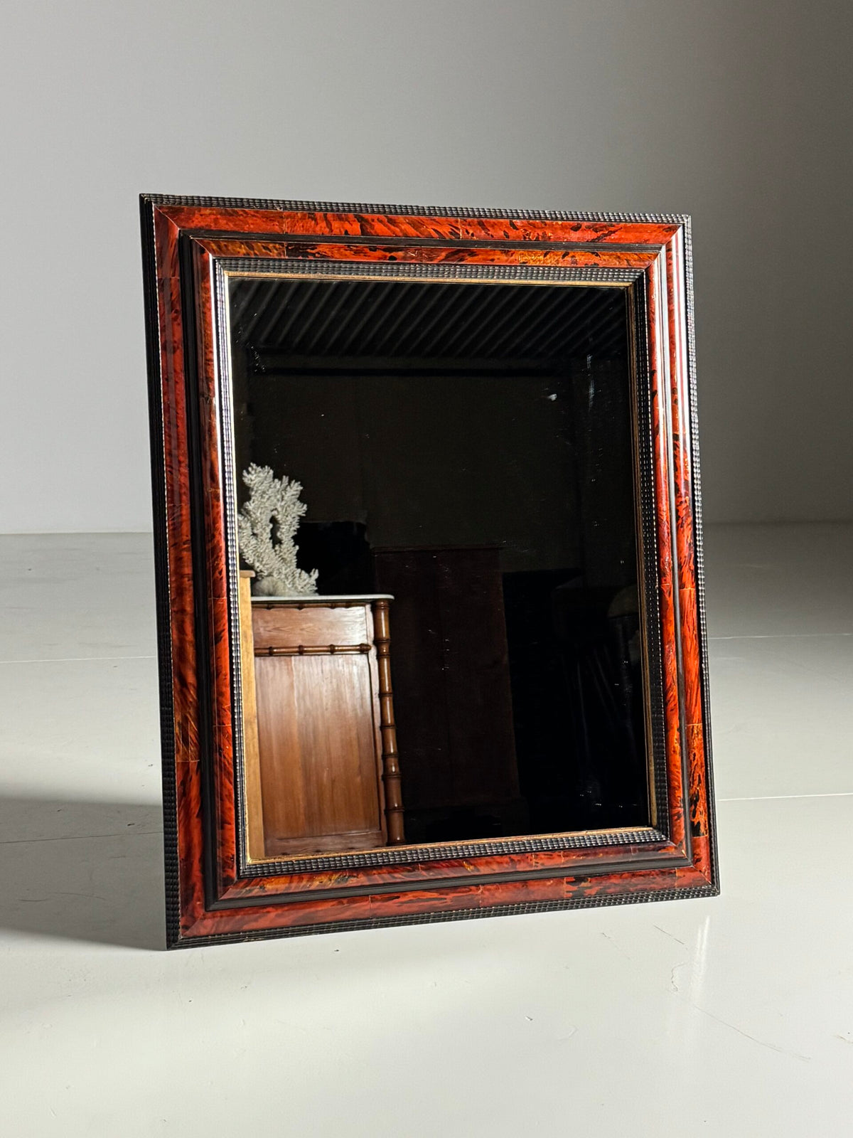 Tortoiseshell Ripple Frame Mirror, Dutch or Flemish, Mid 20th Century, photo 1