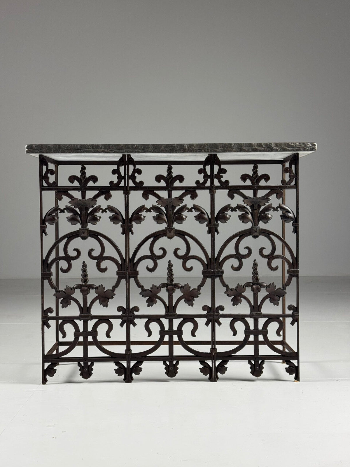 Belgian Cast Iron Console Table with Bluestone Top, photo 18