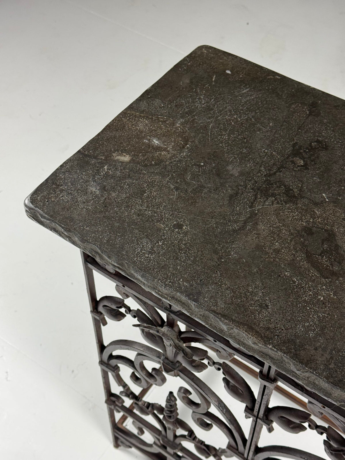 Belgian Cast Iron Console Table with Bluestone Top, photo 13