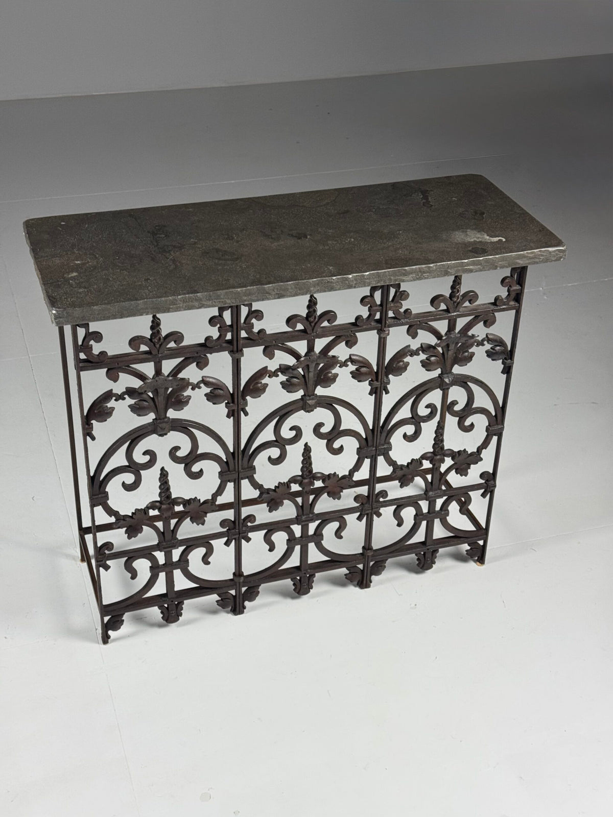 Belgian Cast Iron Console Table with Bluestone Top, photo 8