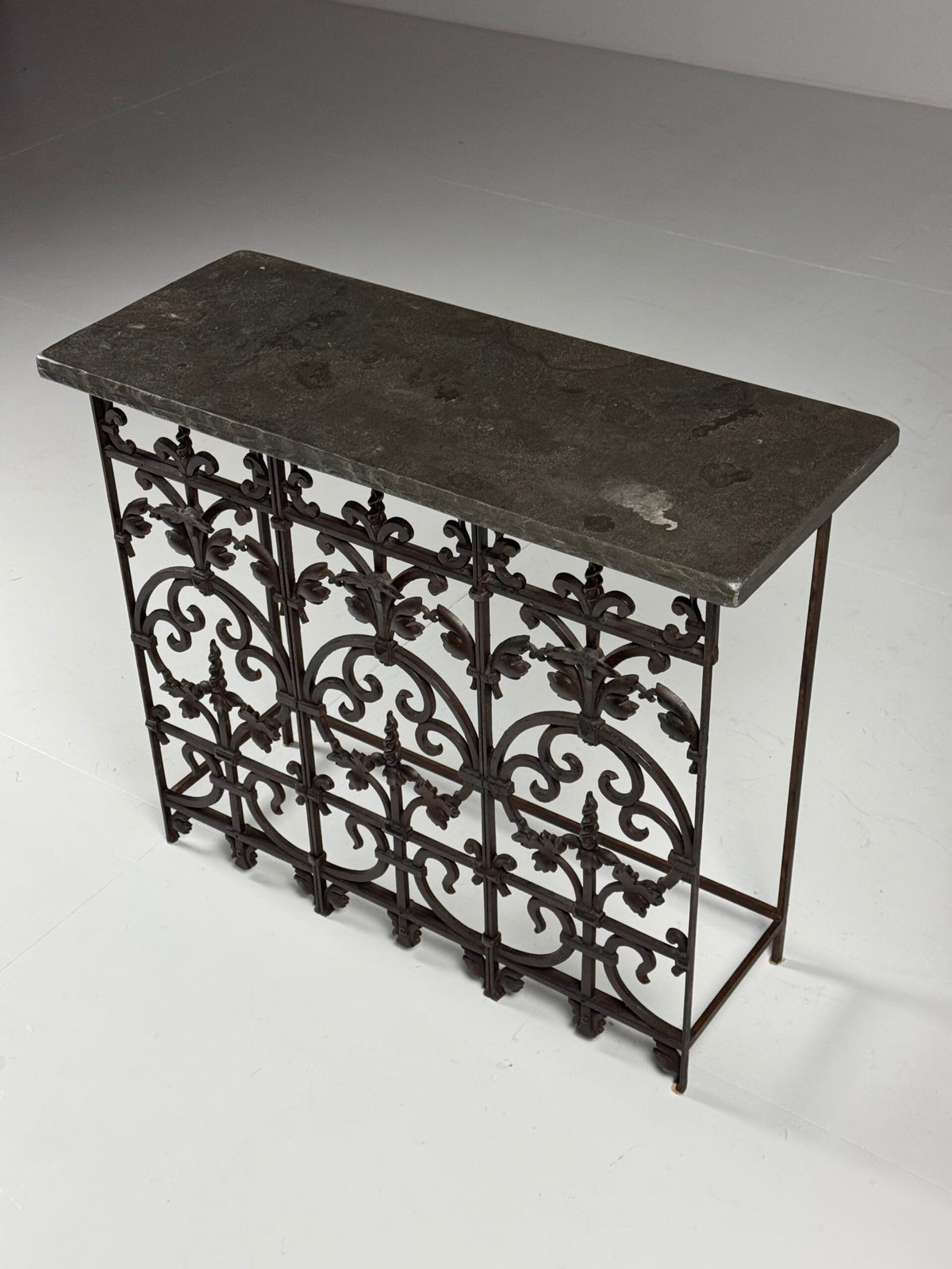 Belgian Cast Iron Console Table with Bluestone Top, photo 6