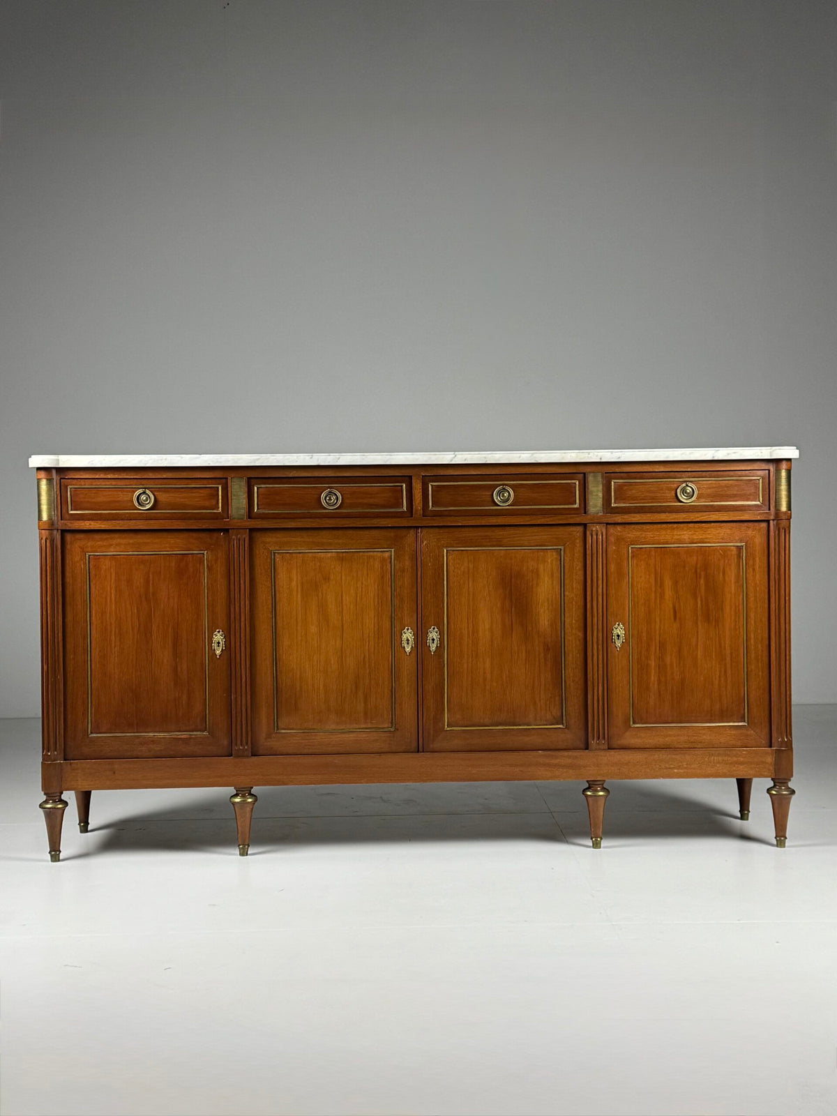 French Louis XVI Style Mahogany Sideboard with Marble Top, photo 27