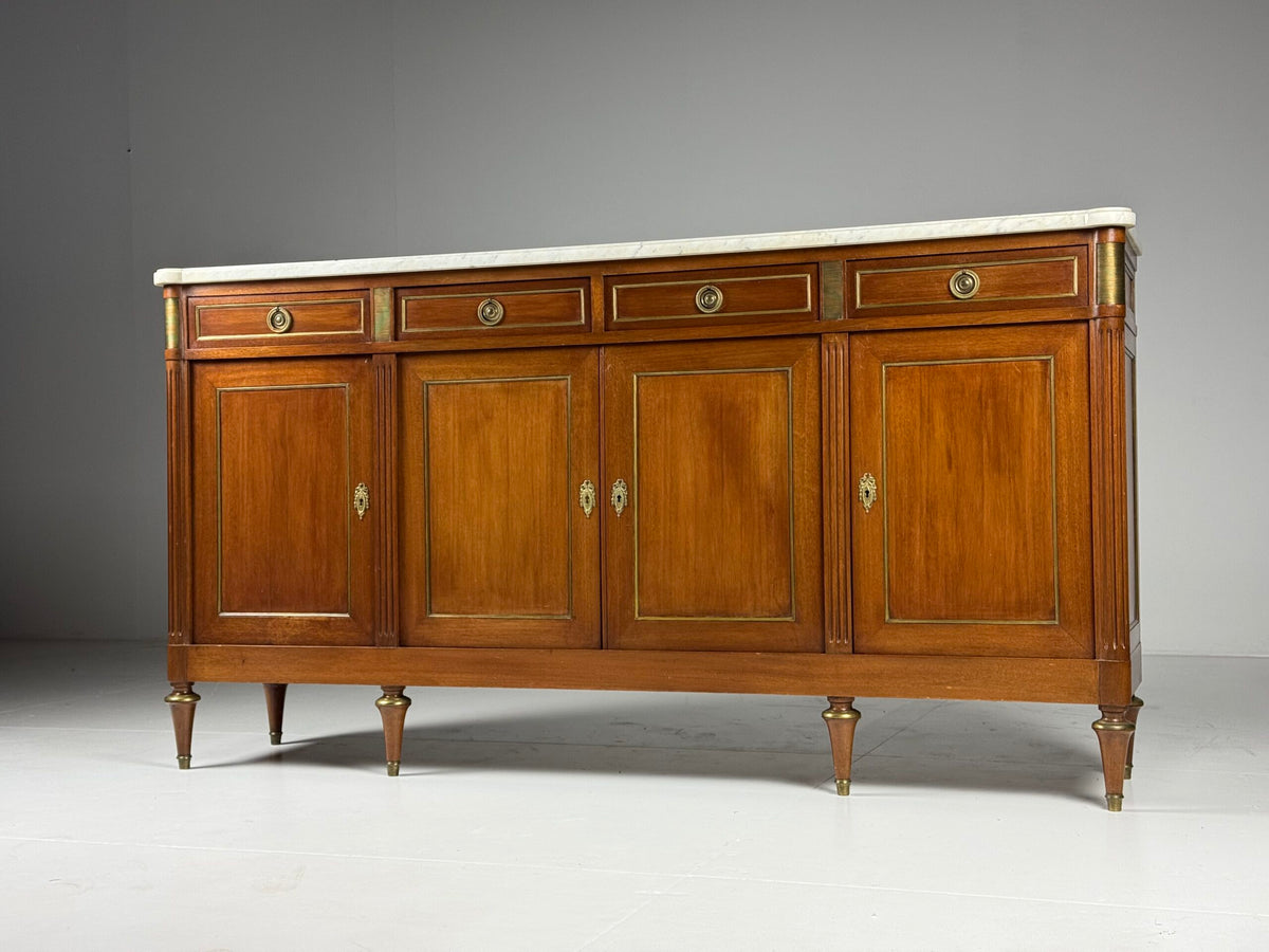 French Louis XVI Style Mahogany Sideboard with Marble Top, photo 18