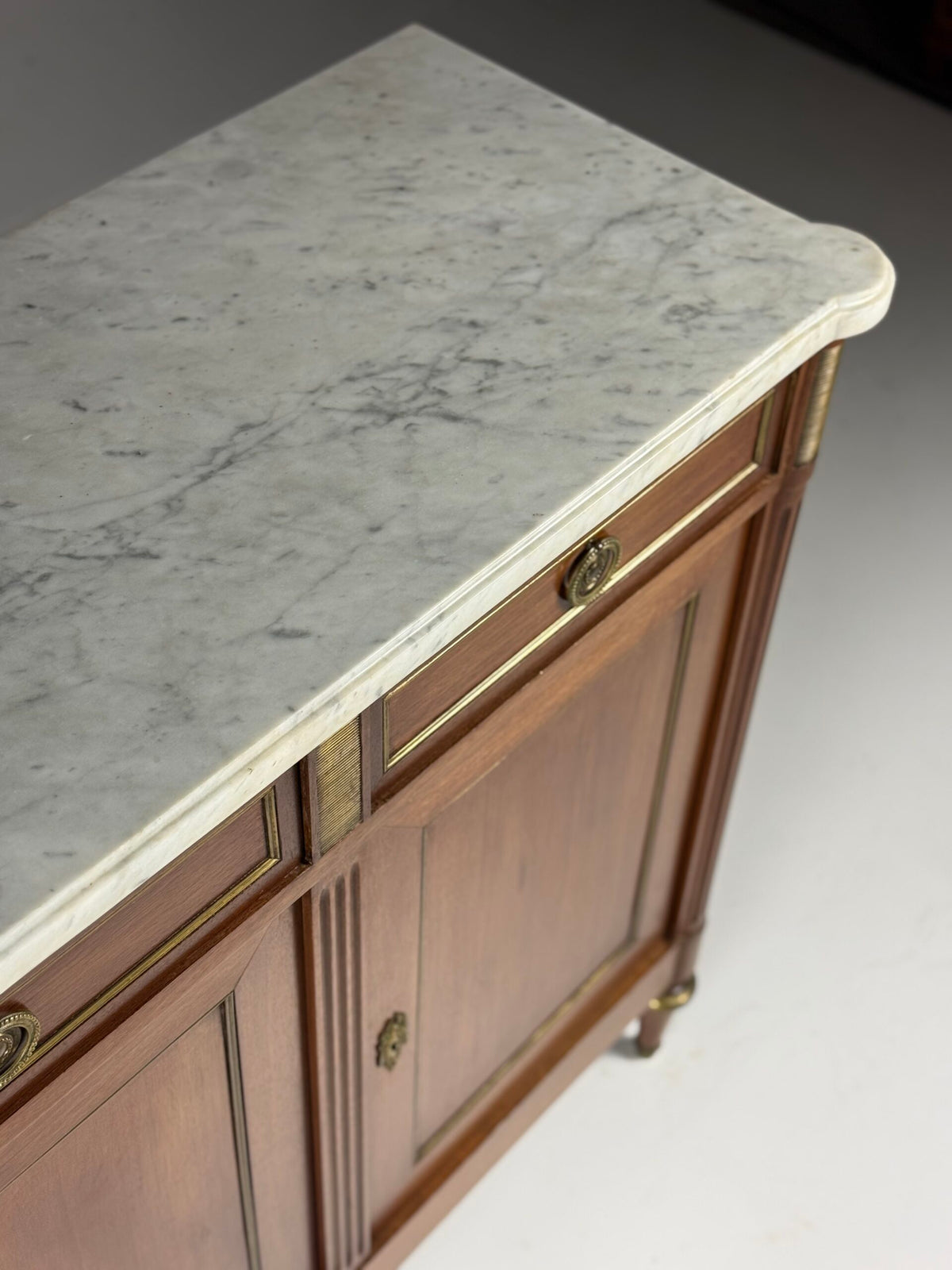 French Louis XVI Style Mahogany Sideboard with Marble Top, photo 11