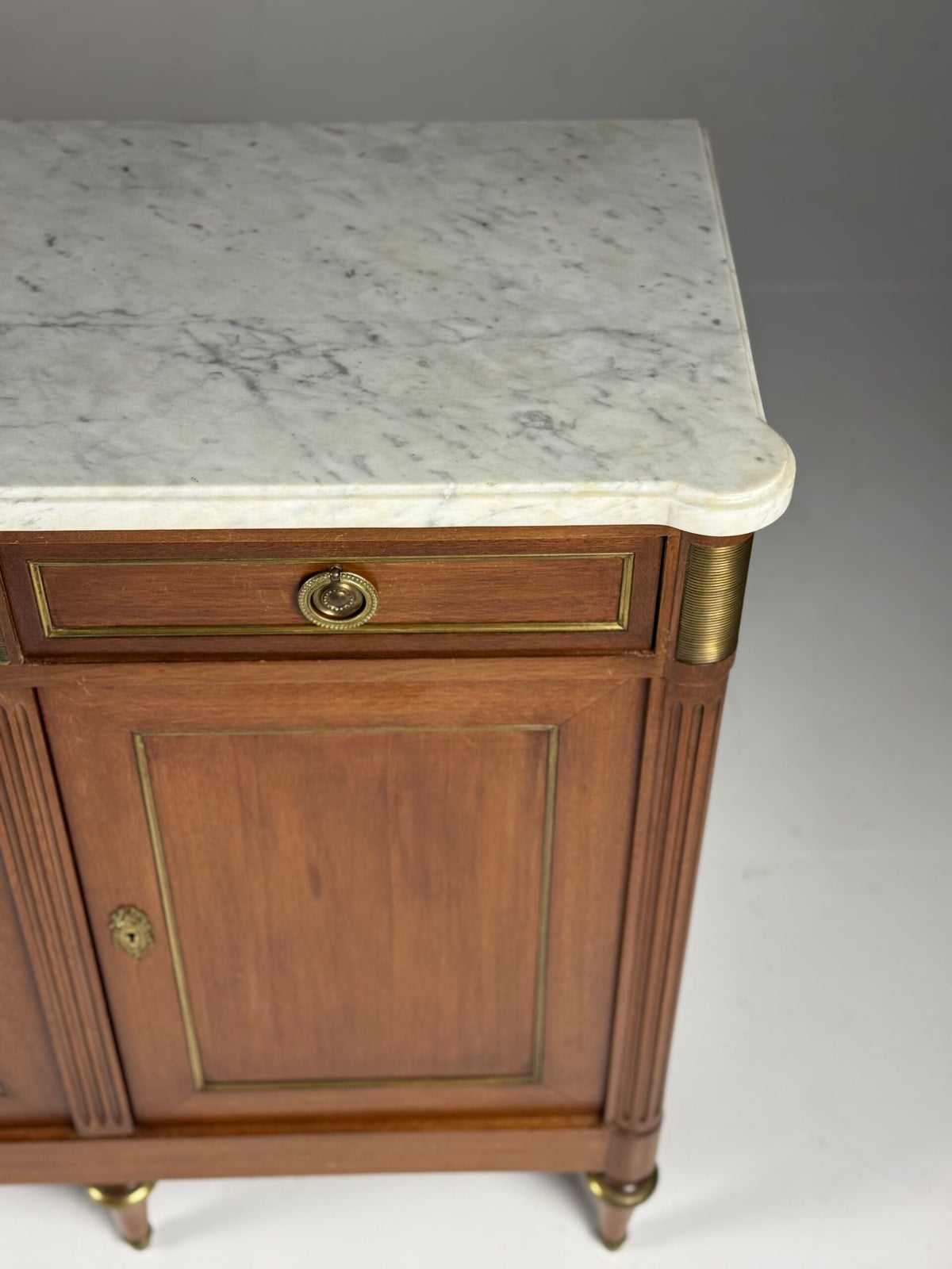 French Louis XVI Style Mahogany Sideboard with Marble Top, photo 9
