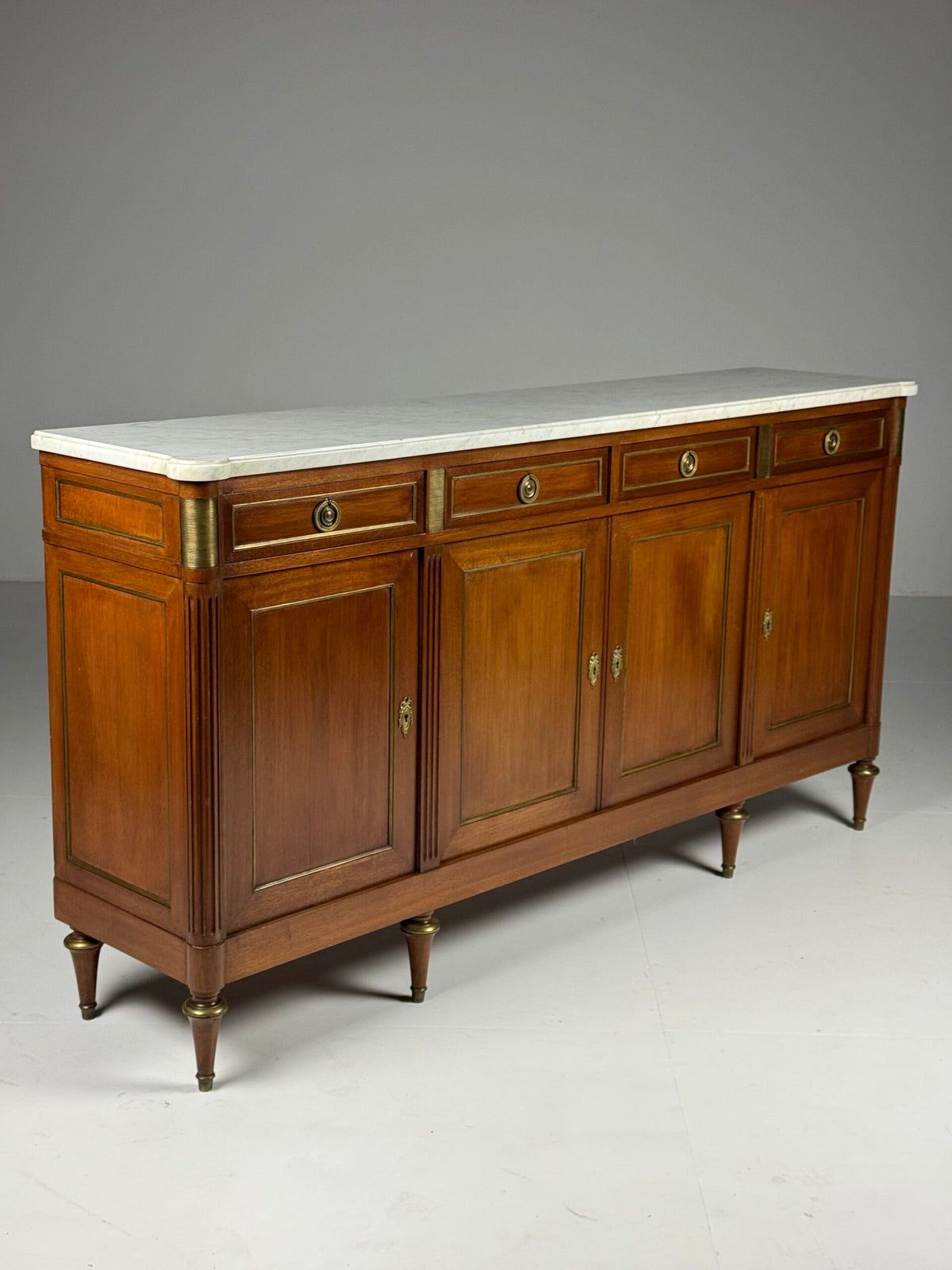 French Louis XVI Style Mahogany Sideboard with Marble Top, photo 6