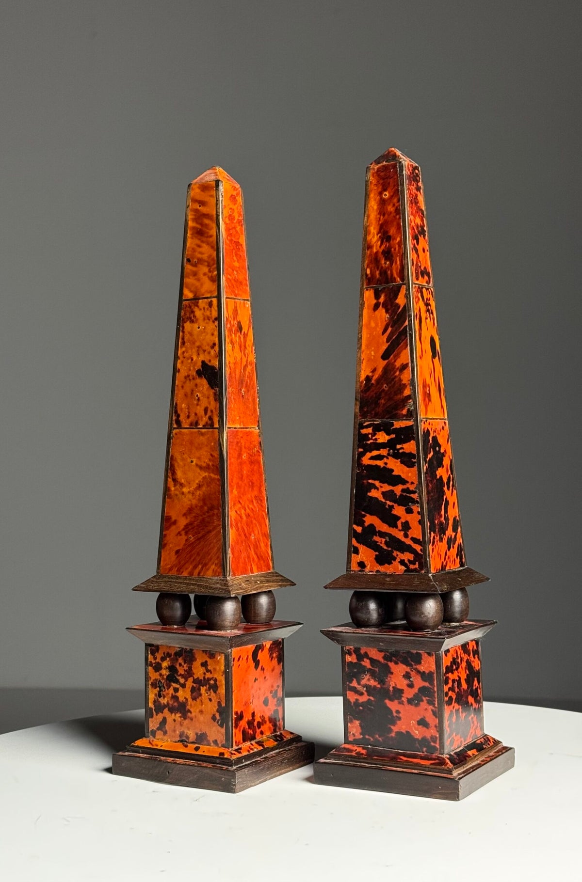 Pair of French Tortoiseshell and Ebony Obelisks, 1920 to 1940, photo 5