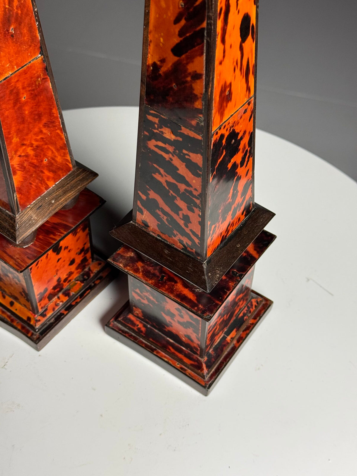 Pair of French Tortoiseshell and Ebony Obelisks, 1920 to 1940, photo 8