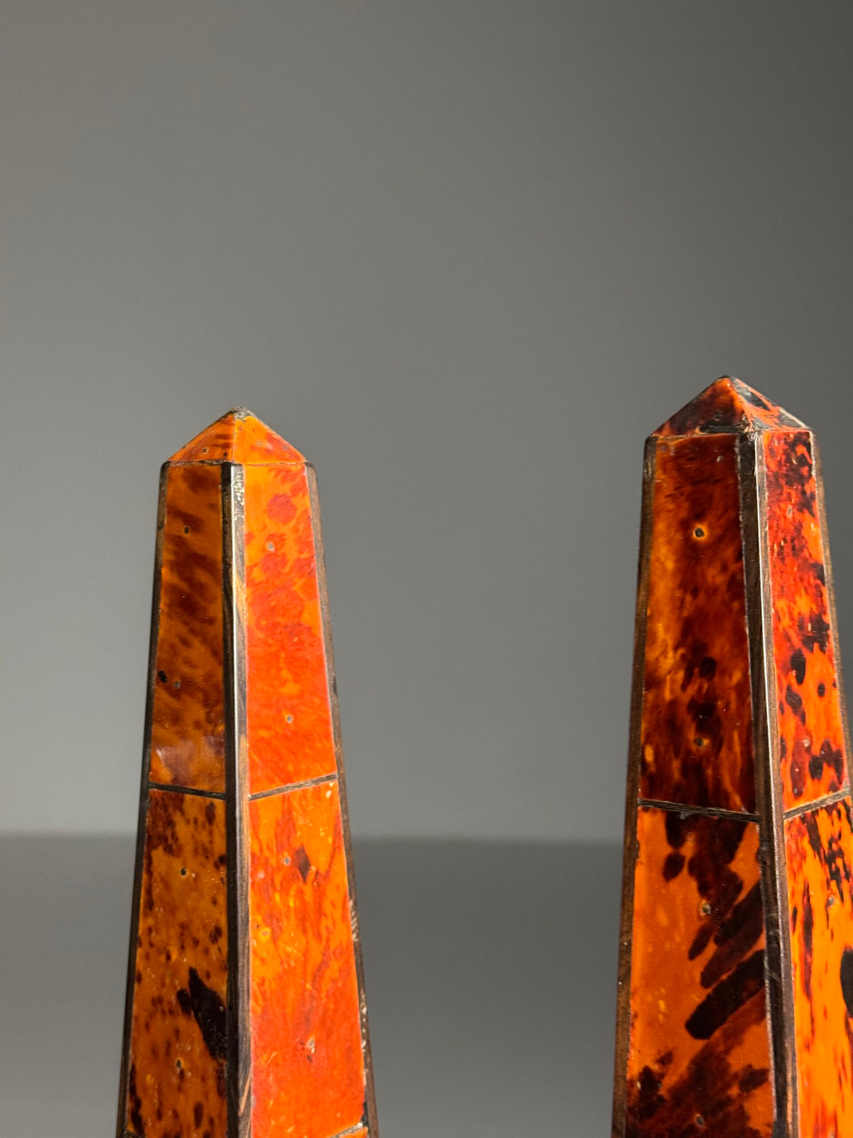 Pair of French Tortoiseshell and Ebony Obelisks, 1920 to 1940, photo 10
