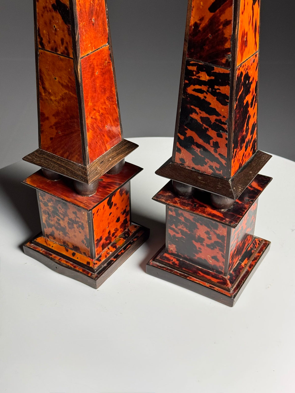 Pair of French Tortoiseshell and Ebony Obelisks, 1920 to 1940, photo 12