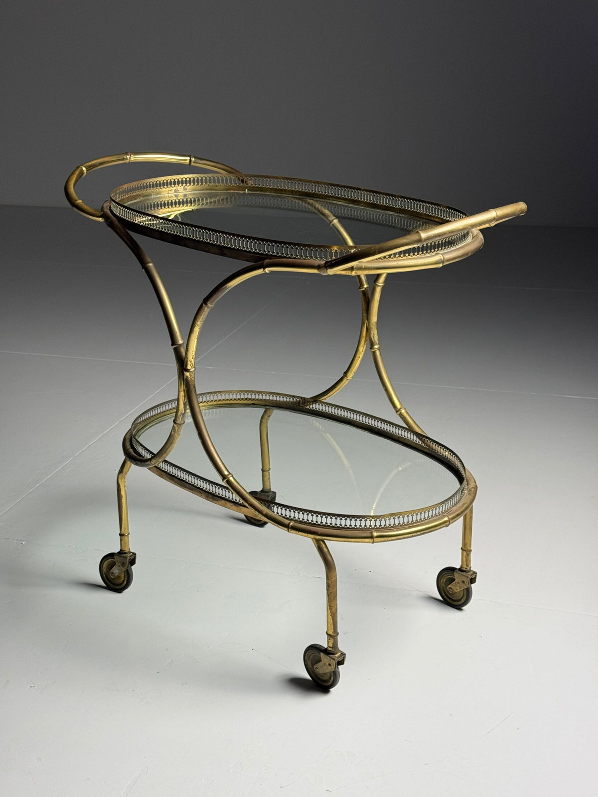 French Faux Bamboo Bar Cart, Mid 20th Century, photo 1