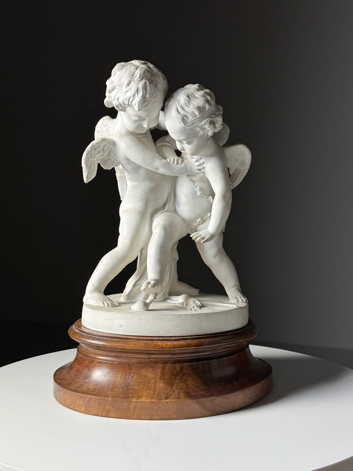 Biscuit Porcelain Sculpture of Two Putti After Falconet, c. 1920, photo 2