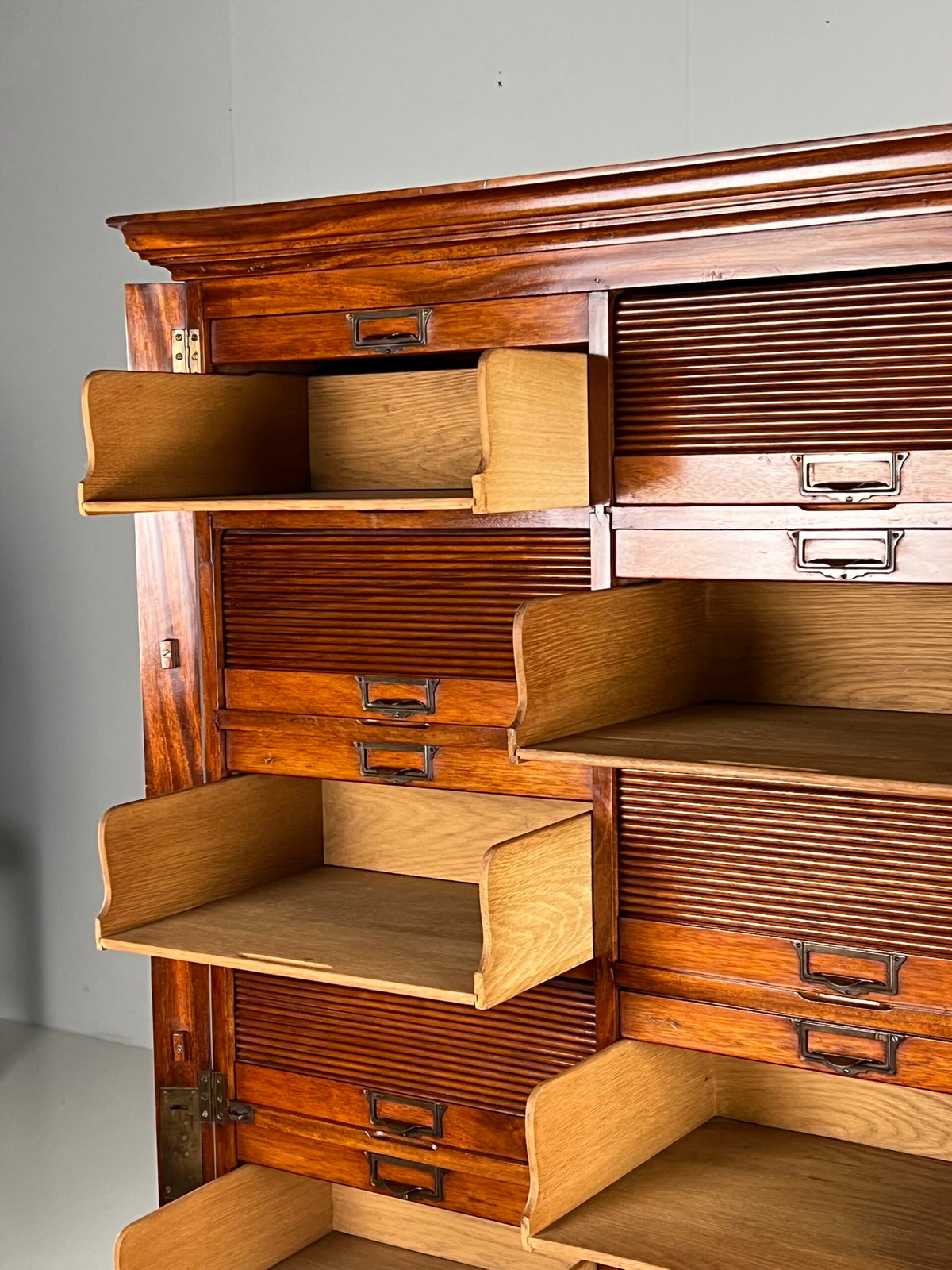 Mahogany Filing Cabinet with Roller Shutters, Belgium, Early 20th Century, photo 10