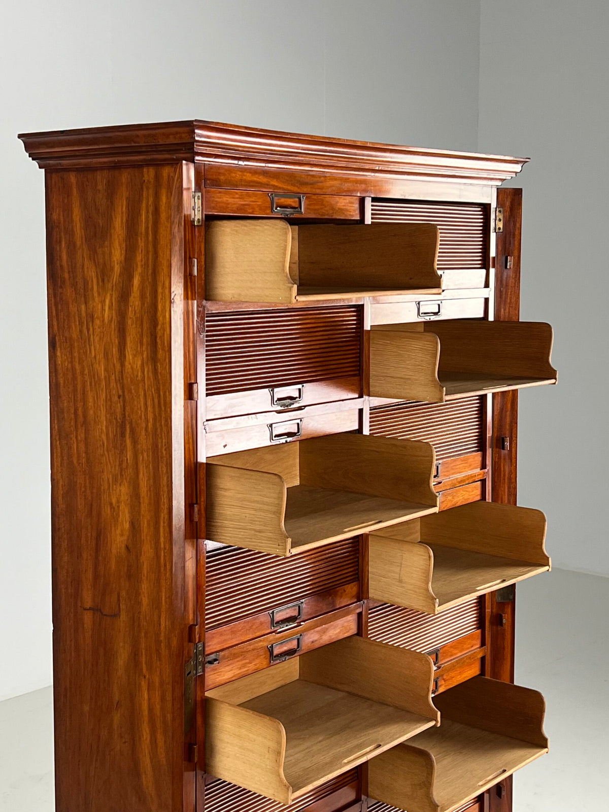 Mahogany Filing Cabinet with Roller Shutters, Belgium, Early 20th Century, photo 9