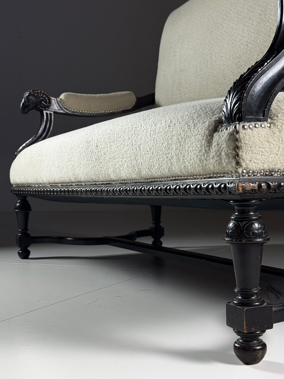 French Sofa with Ram's Head Arms, 19th Century, photo 7
