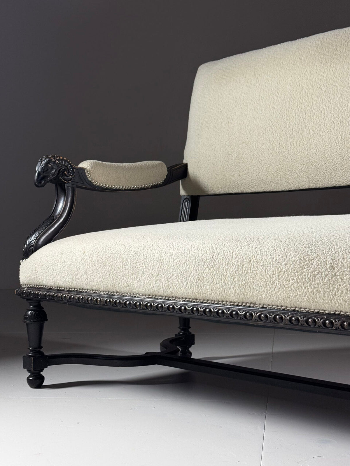 French Sofa with Ram's Head Arms, 19th Century, photo 8