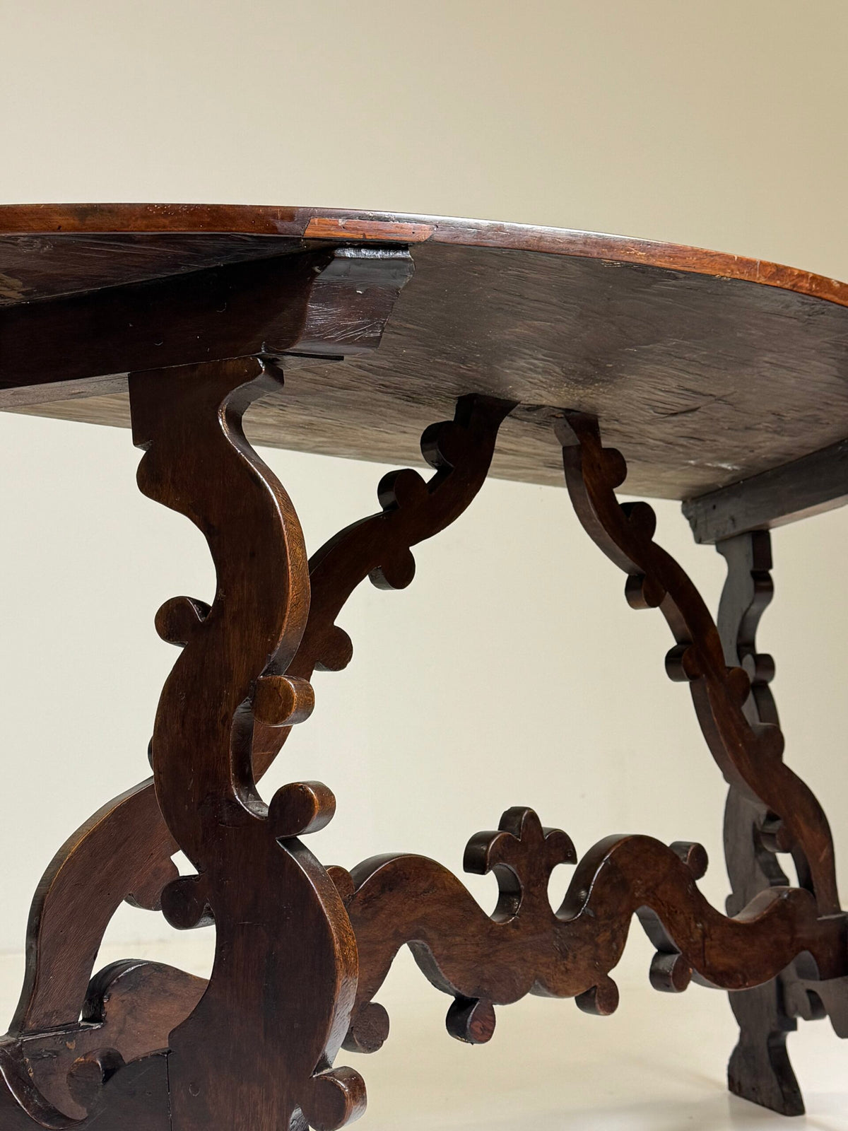 Pair of Italian Walnut Demi Lune Console Tables, 18th Century, photo 32