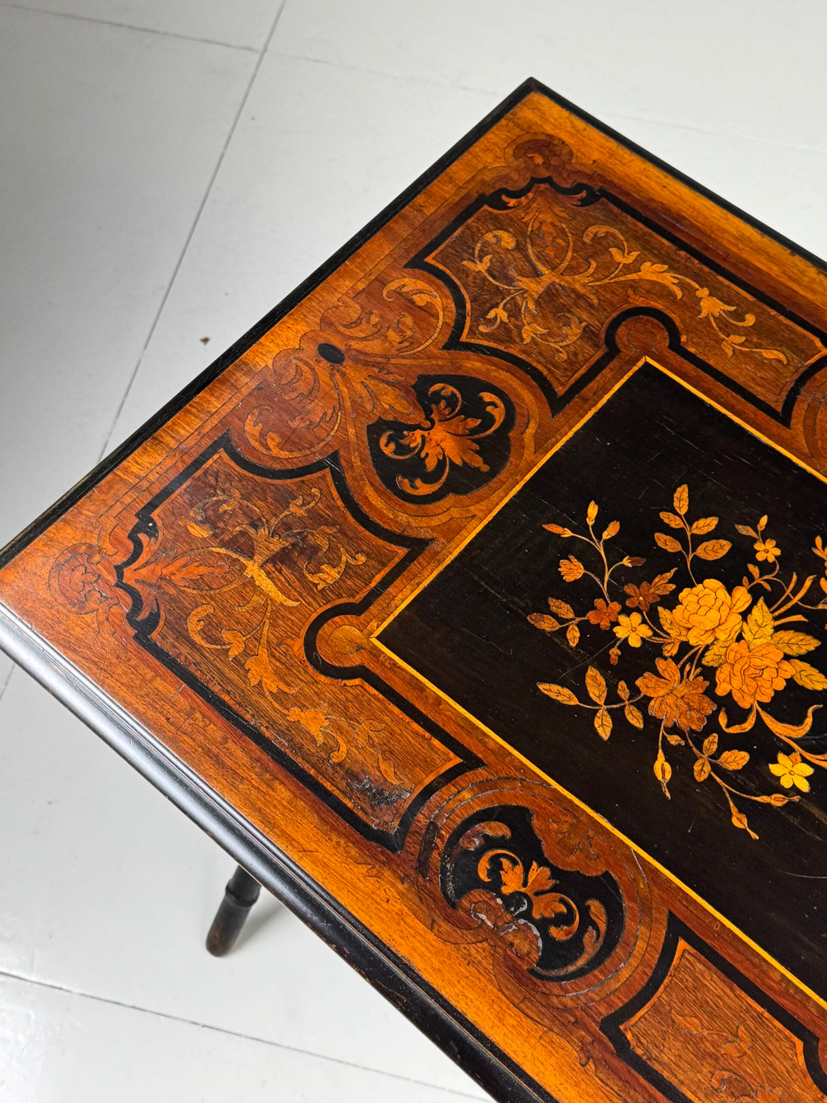 Napoleon III Tray Table with Inlaid Top and Faux Bamboo Frame, photo 9
