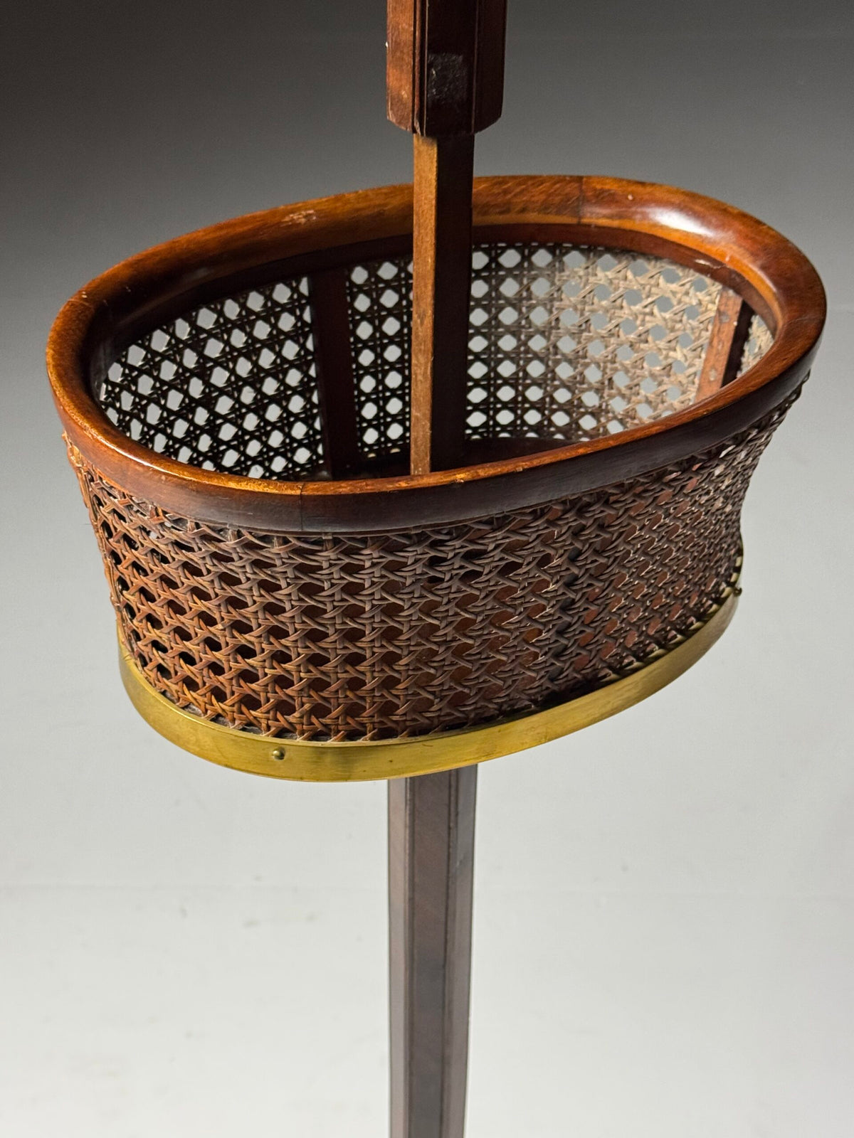 English Mahogany Stand with Cane Basket and Candle Holders, 19th Century, photo 12