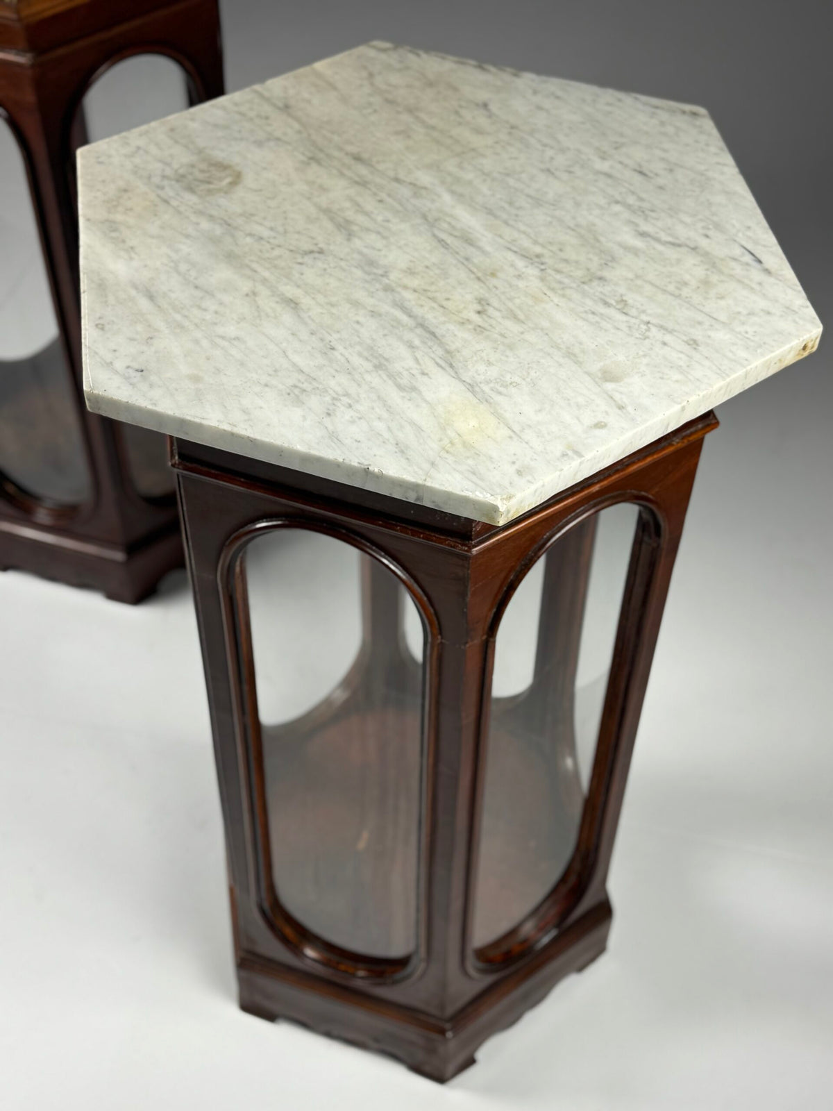 Pair of Octagonal Display Cabinets with Marble Tops, 19th Century, photo 11