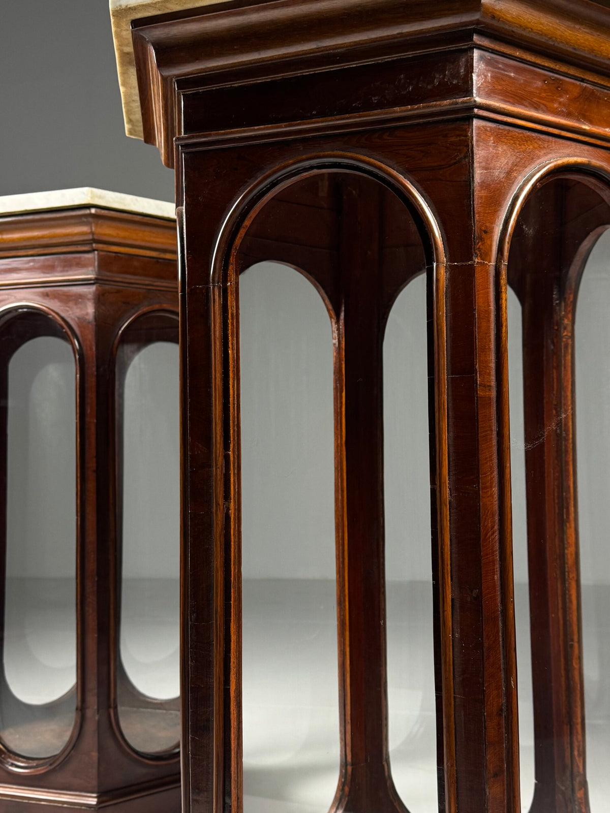 Pair of Octagonal Display Cabinets with Marble Tops, 19th Century, photo 7
