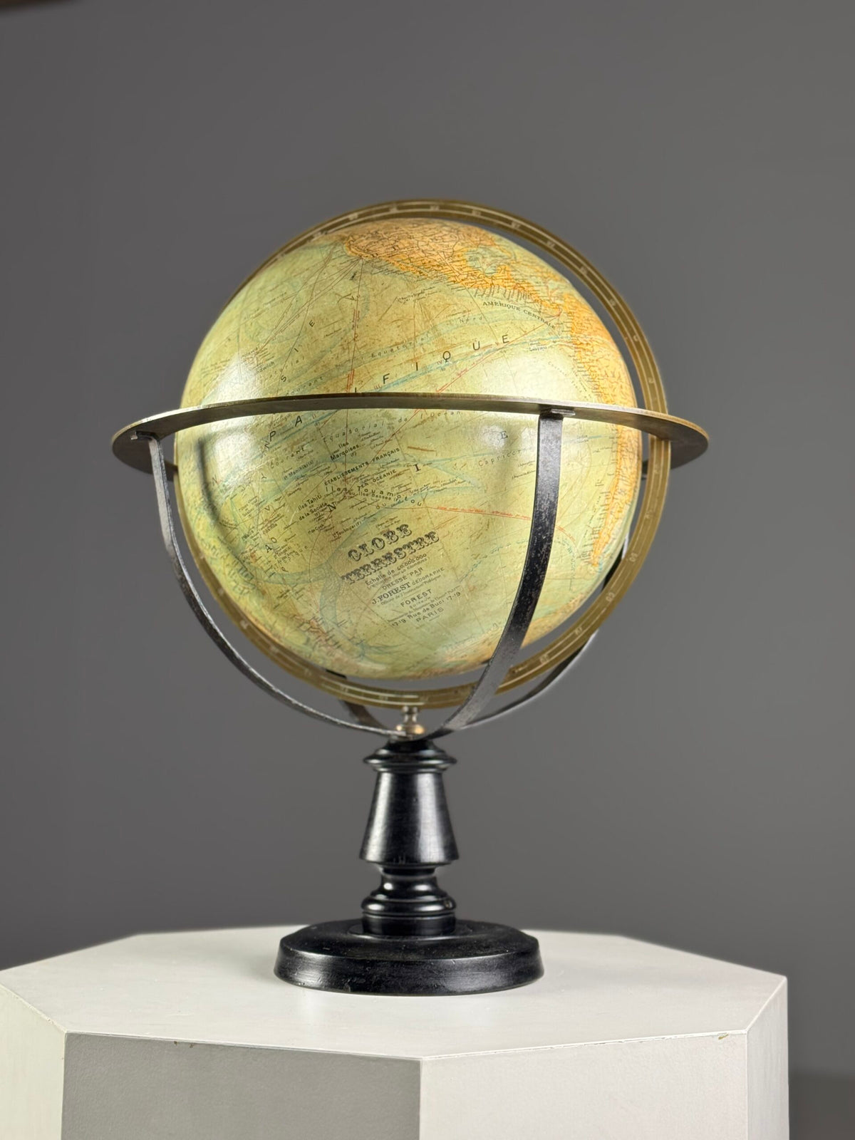 Globe by J. Forest, Paris, c. 1900 to 1910, on Original Stand, photo 5