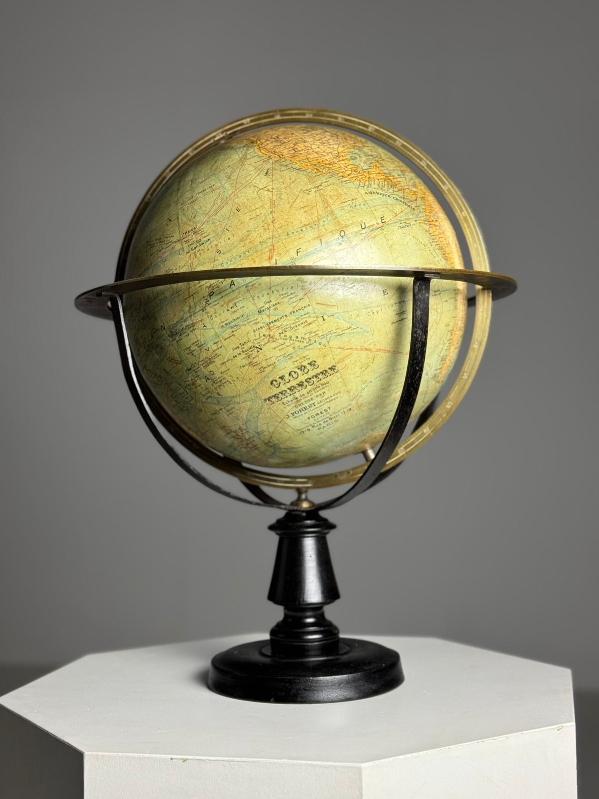 Globe by J. Forest, Paris, c. 1900 to 1910, on Original Stand, photo 1